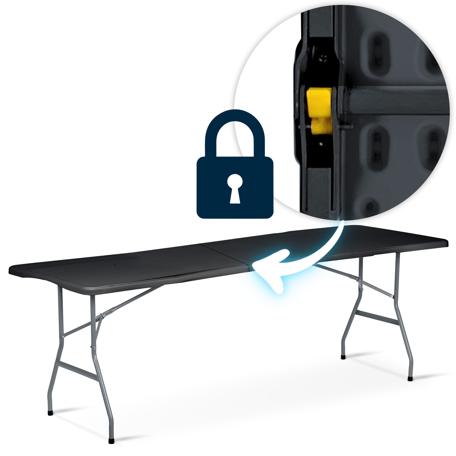 Kokkupandav aia toitlustuslaud 244 cm Plonos must - Image 8