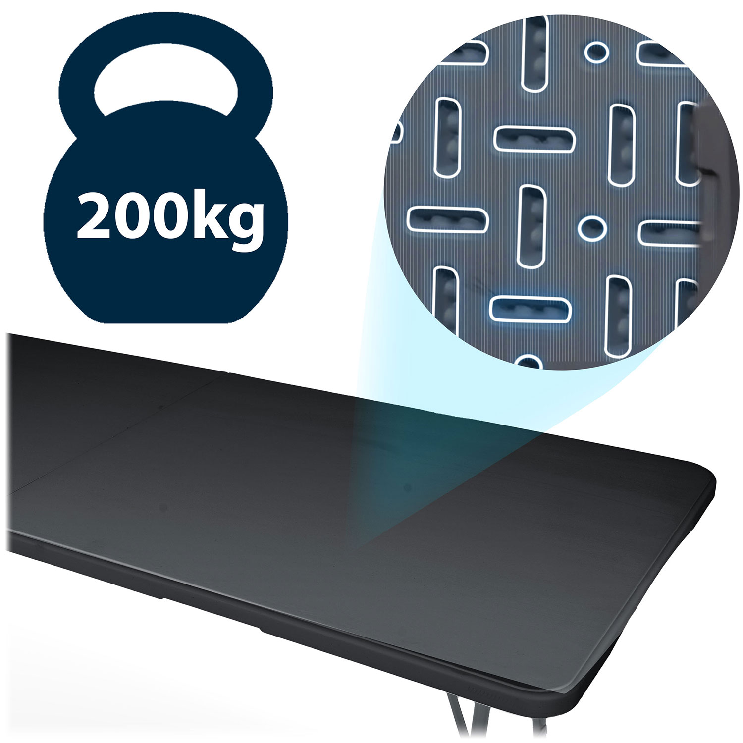 Kokkupandav aia toitlustuslaud 244 cm Plonos must - Image 6