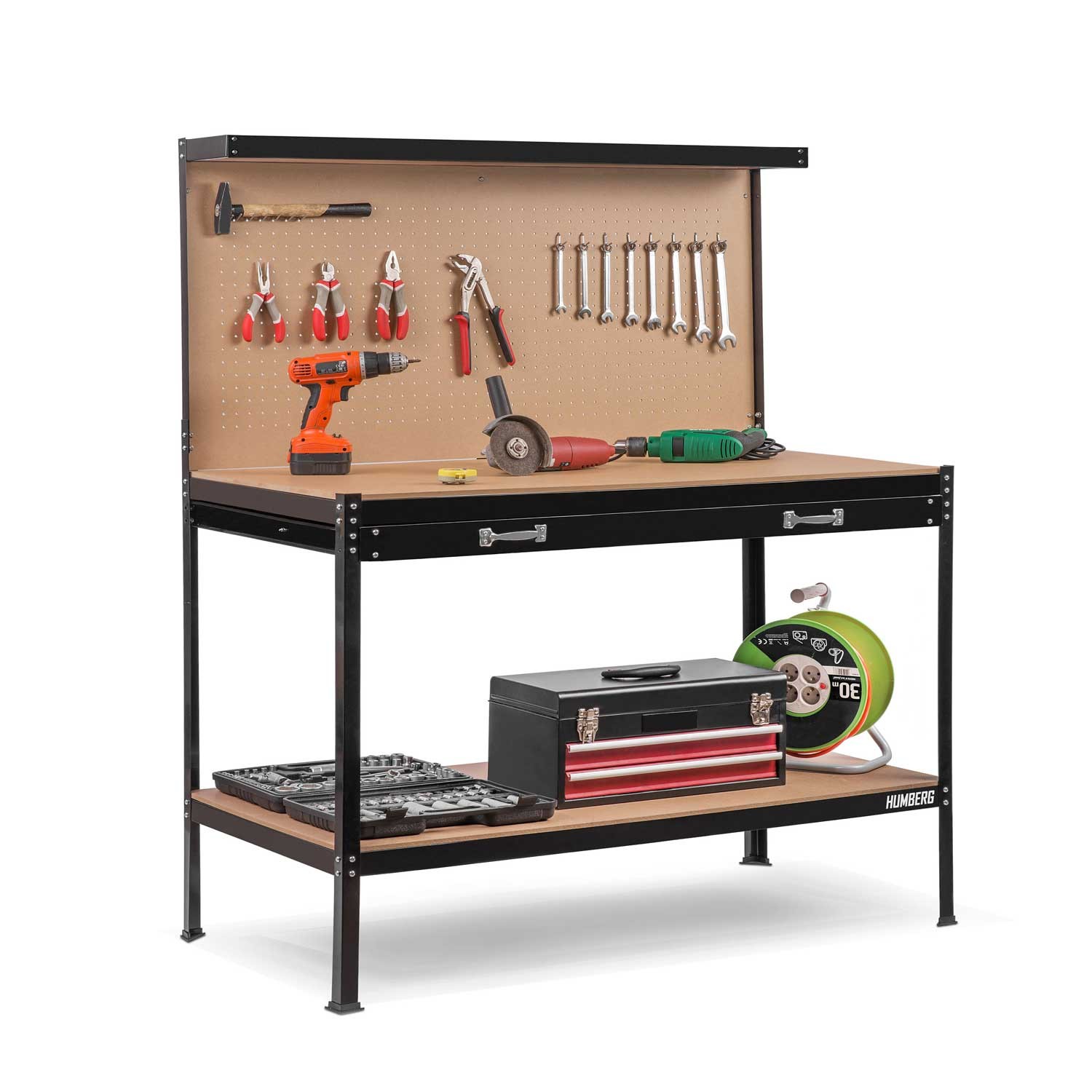 Humberg HM-590 must töökoja töölaud sahtliga - Image 2