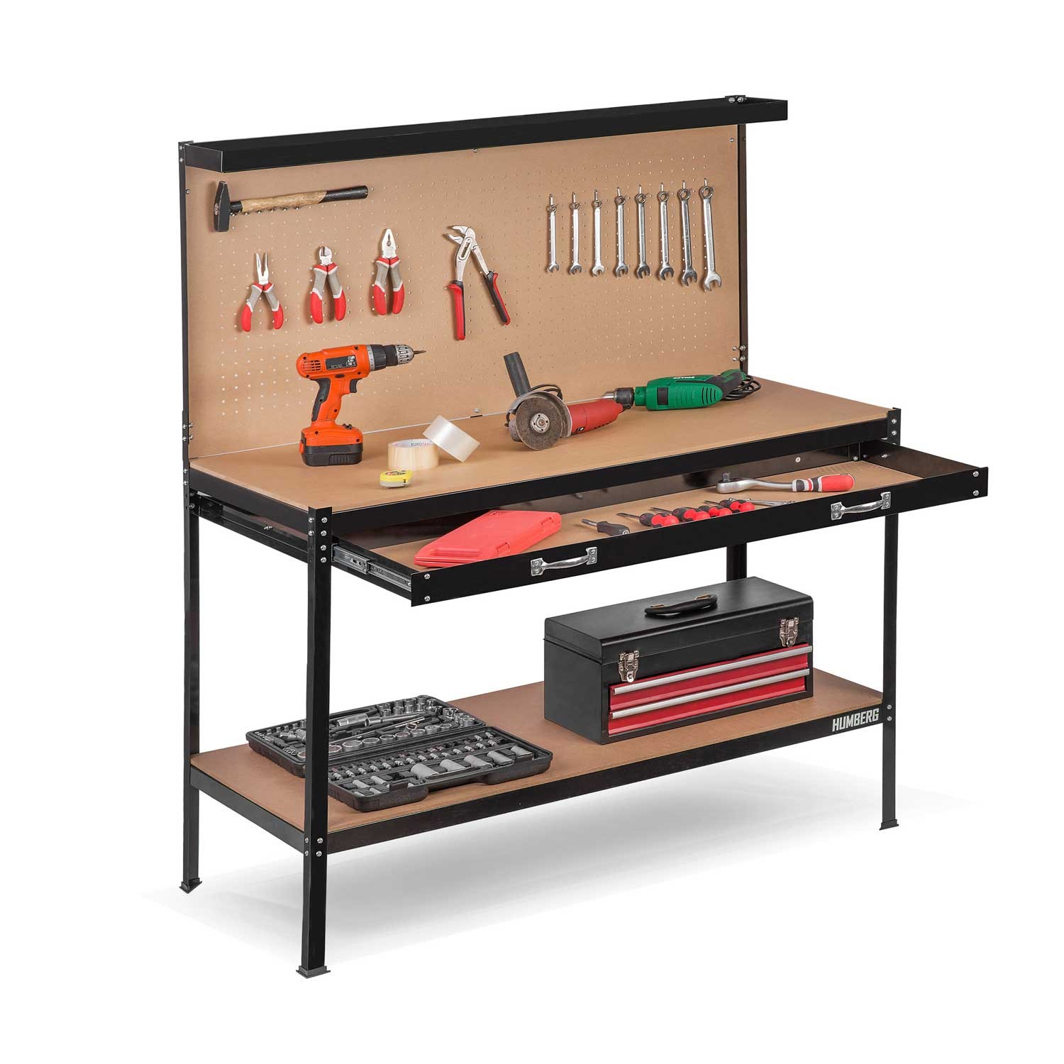 Humberg HM-590 must töökoja töölaud sahtliga - Image 7