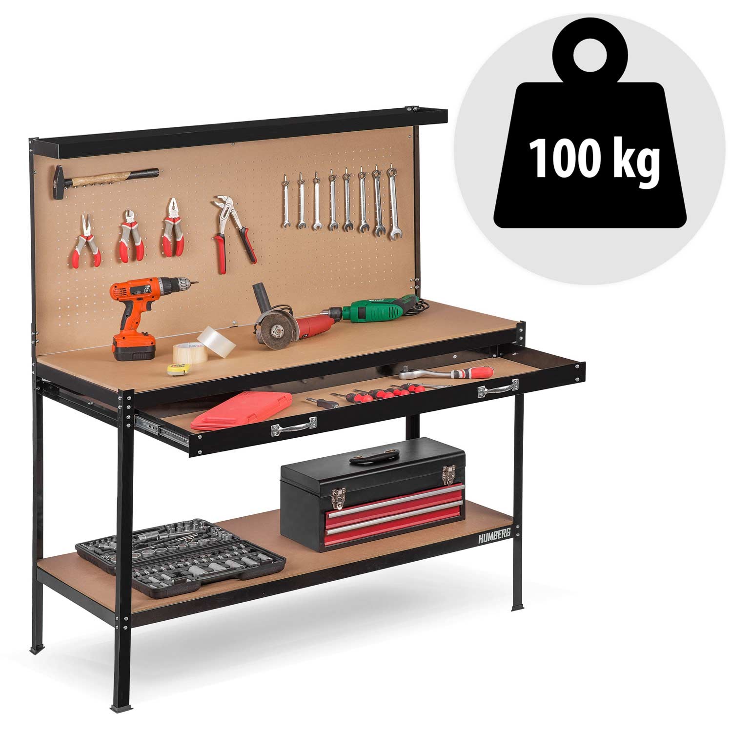 Humberg HM-590 must töökoja töölaud sahtliga - Image 8