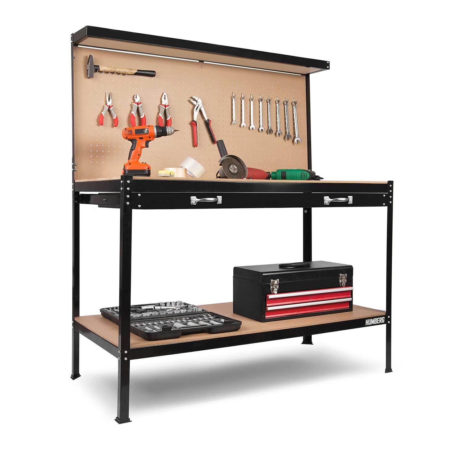 Humberg HM-590 must töökoja töölaud sahtliga - Image 10