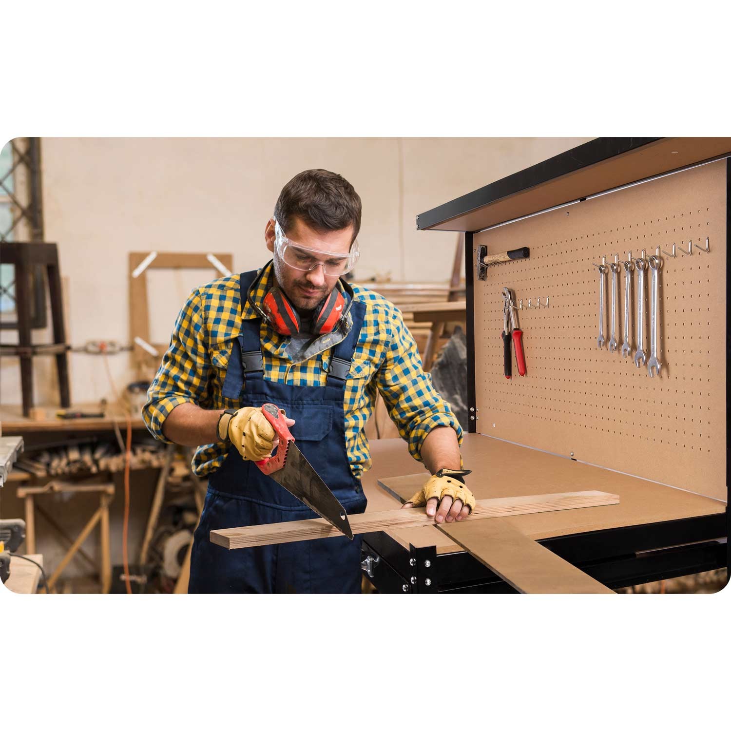 Humberg HM-590 must töökoja töölaud sahtliga - Image 14