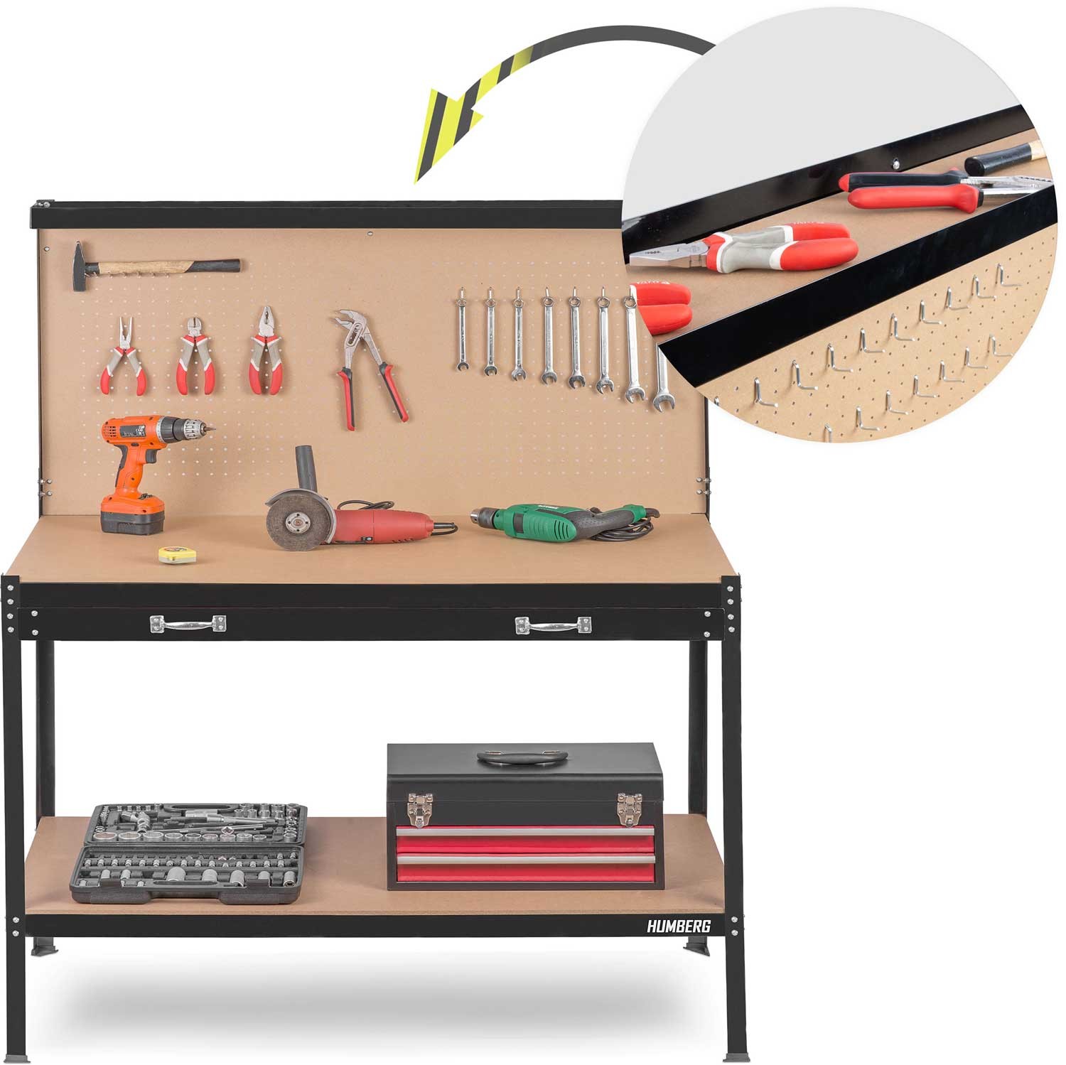 Humberg HM-590 must töökoja töölaud sahtliga - Image 15