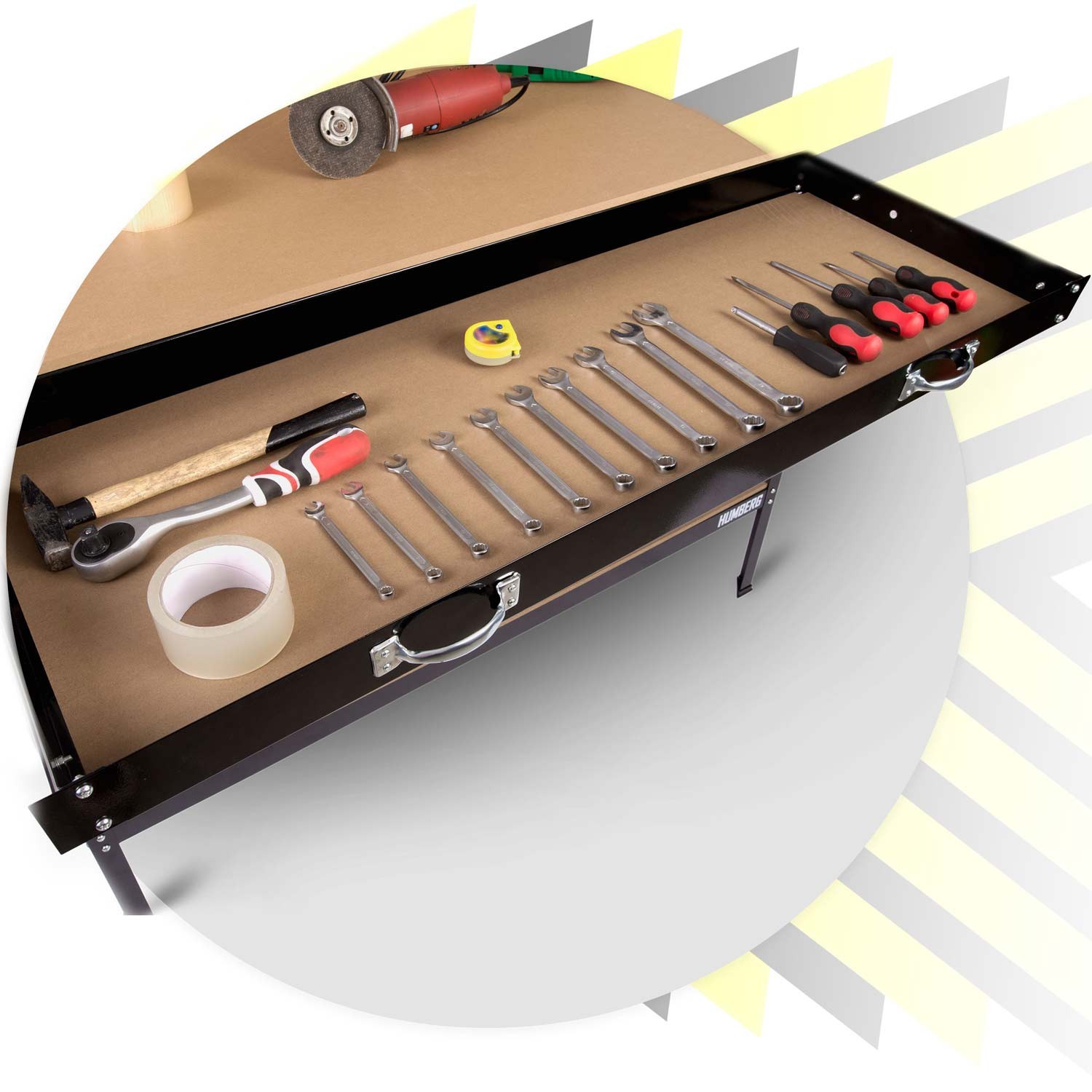 Humberg HM-590 must töökoja töölaud sahtliga - Image 16