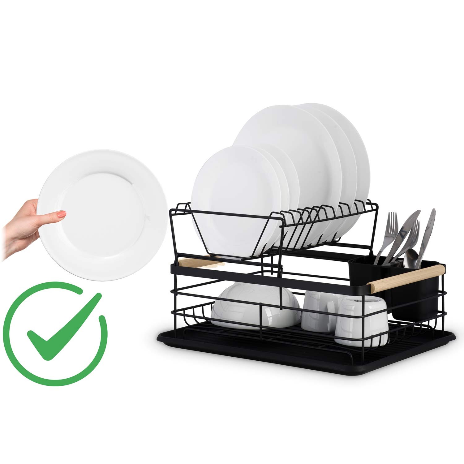 Kahetasandiline nõudekuivatusrest MS-601 Massido must - Image 8