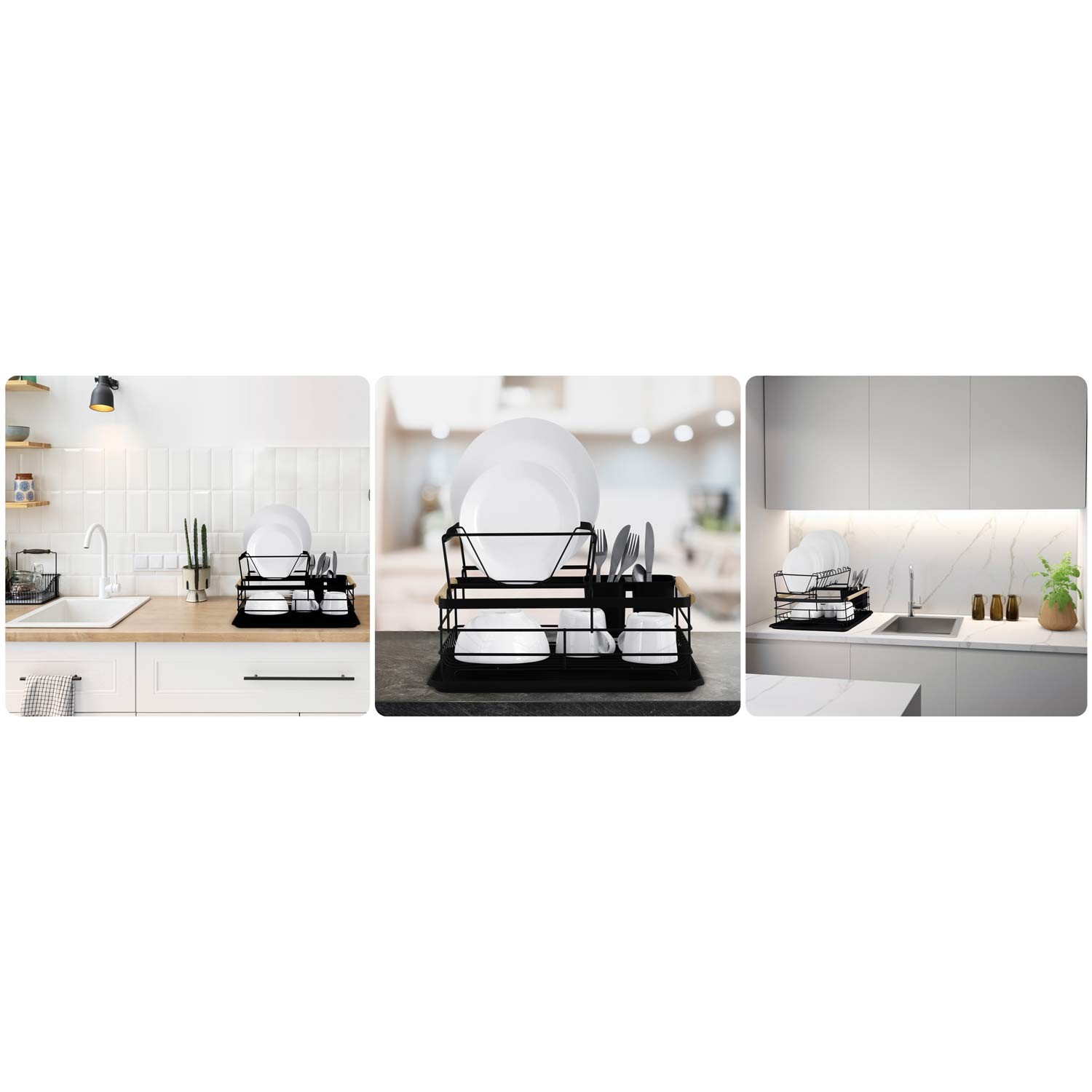 Kahetasandiline nõudekuivatusrest MS-601 Massido must - Image 10