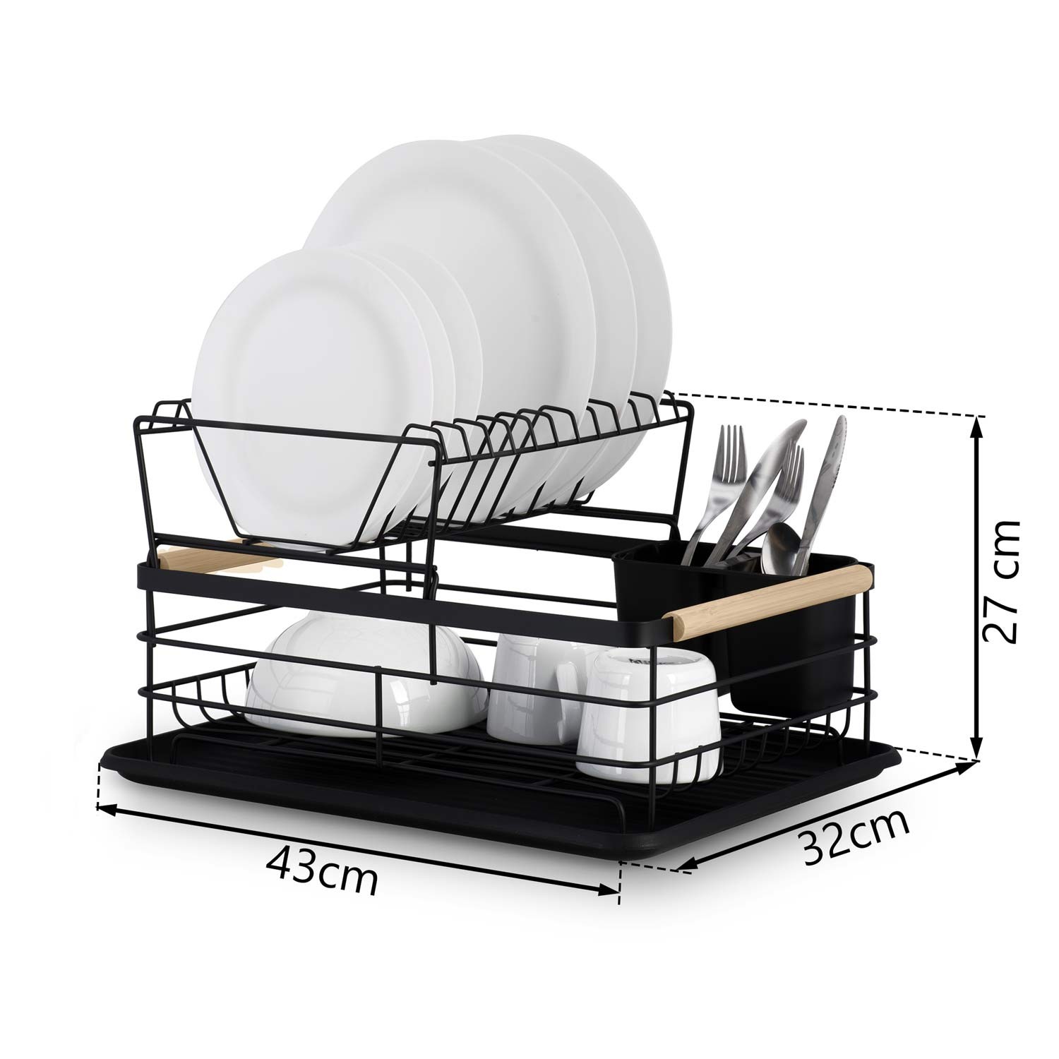 Kahetasandiline nõudekuivatusrest MS-601 Massido must - Image 11