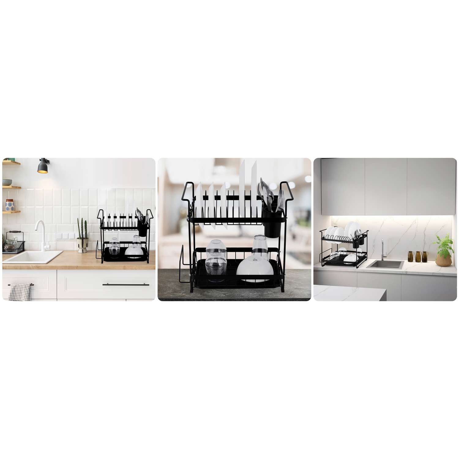 Kahetasandiline nõudekuivatusrest MS-602 Massido must - Image 8