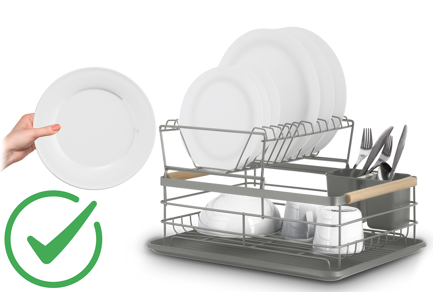 Kahetasandiline nõudekuivatusrest MS-601 Massido hall - Image 8