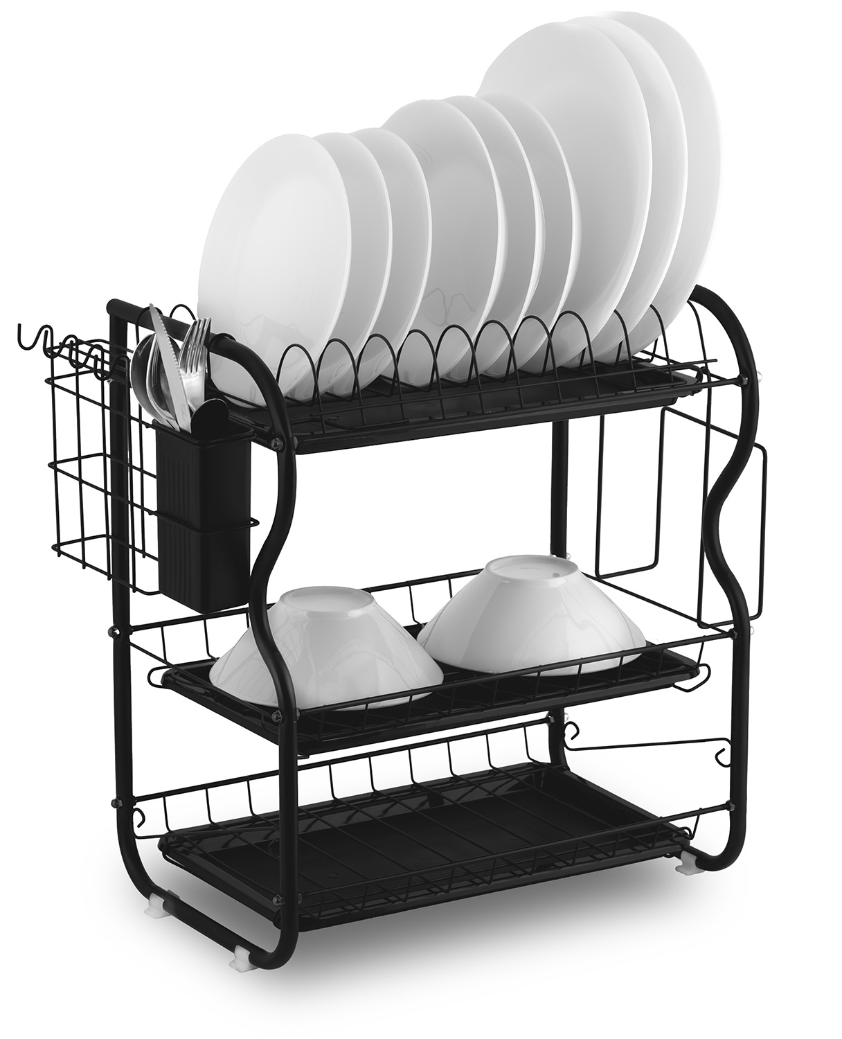 Kolmetasandiline nõudekuivatusrest MS-603 Massido must - Image 2