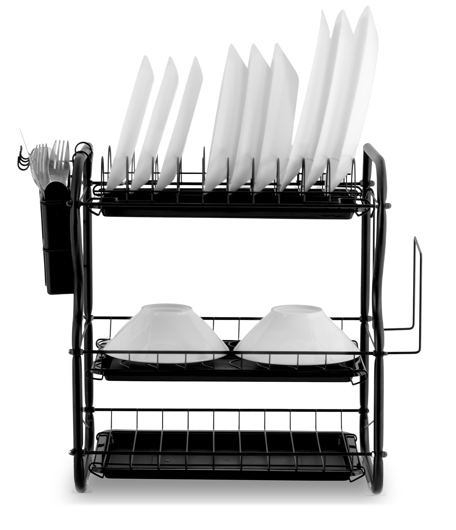 Kolmetasandiline nõudekuivatusrest MS-603 Massido must - Image 3