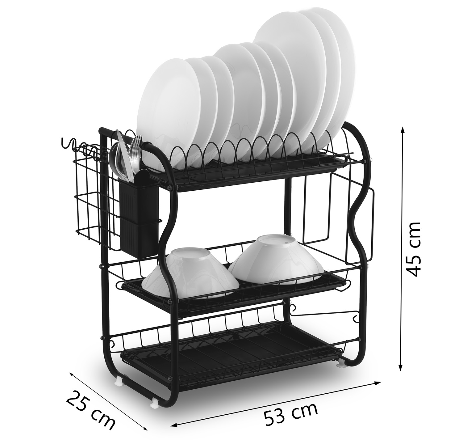 Kolmetasandiline nõudekuivatusrest MS-603 Massido must - Image 4