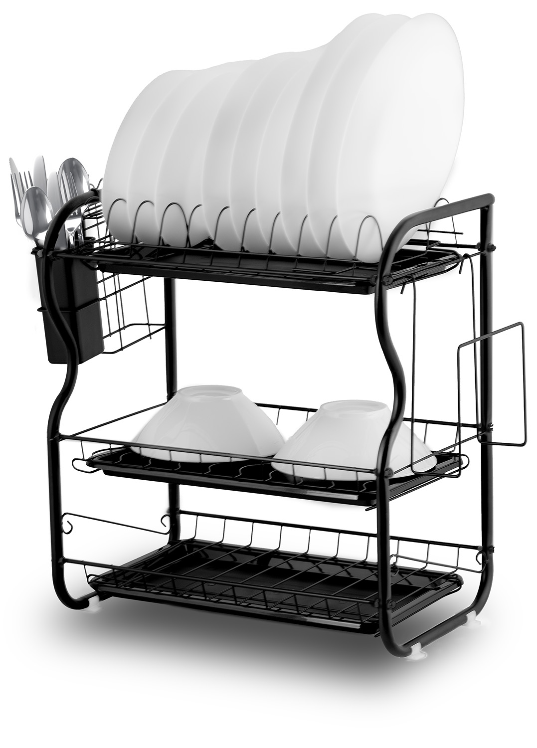 Kolmetasandiline nõudekuivatusrest MS-603 Massido must - Image 6
