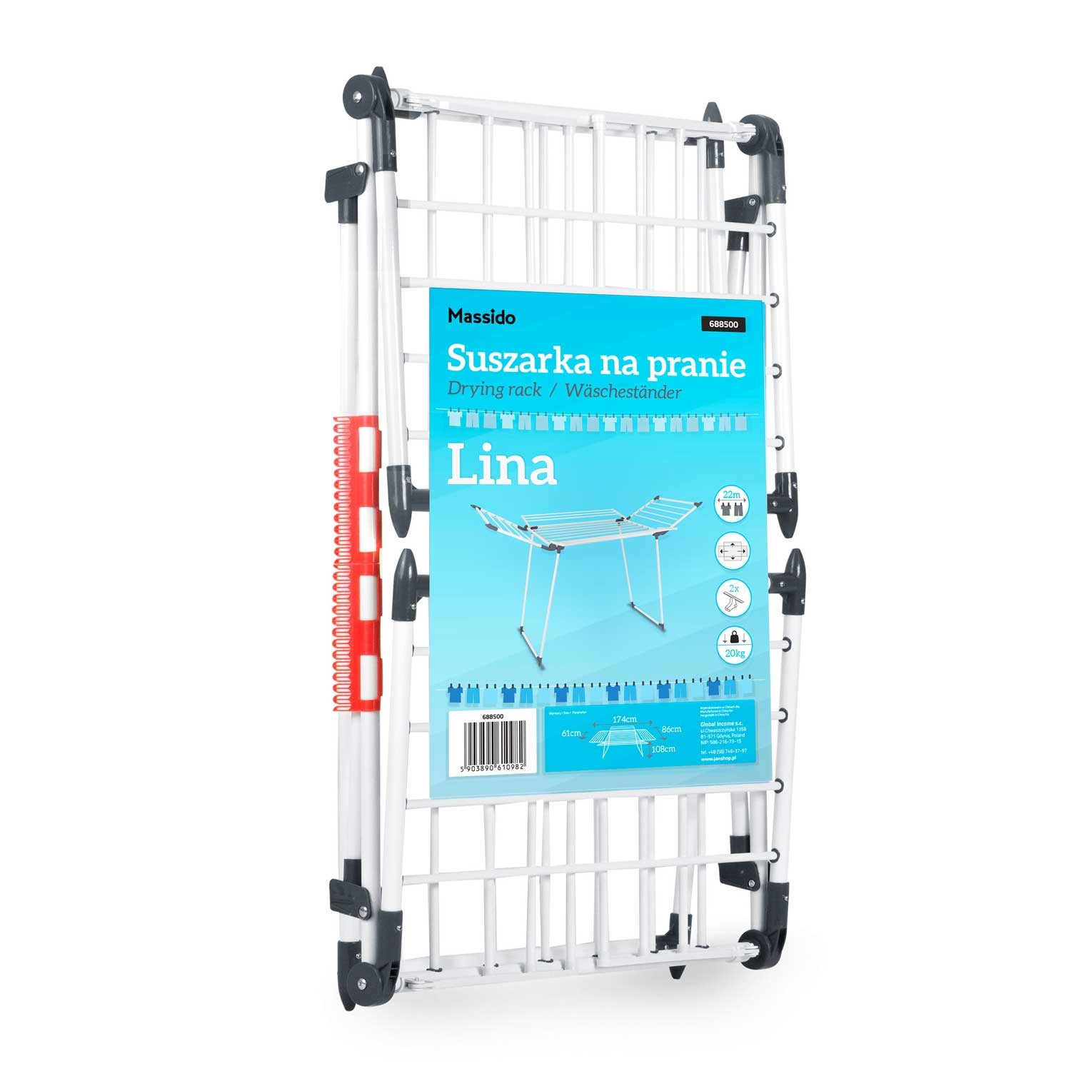 Lina 22 m kokkupandav pesukuivati, valge - Image 10