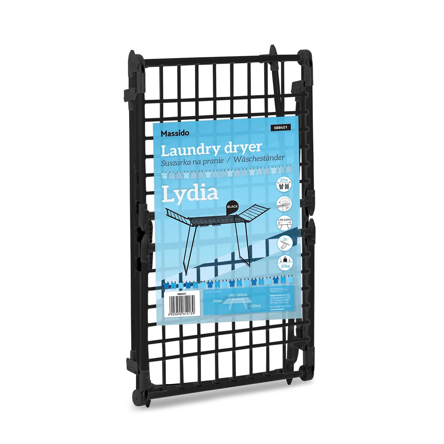 Lydia pikendatav pesukuivati 27 m must - Image 4