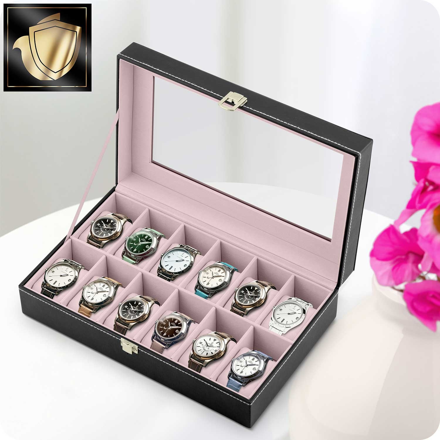 Massido MS-710 must ja lõhekarva kellakarp 12 käekellale - Image 6