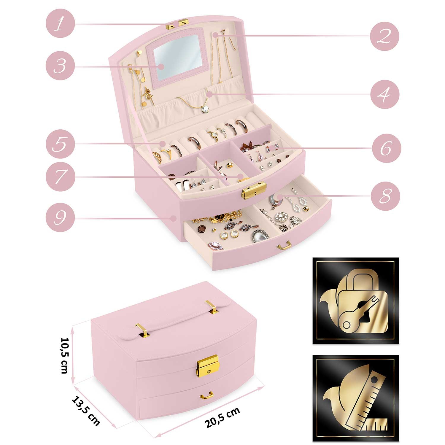 Massido MS-708 ehtekarp - roosa - Image 7