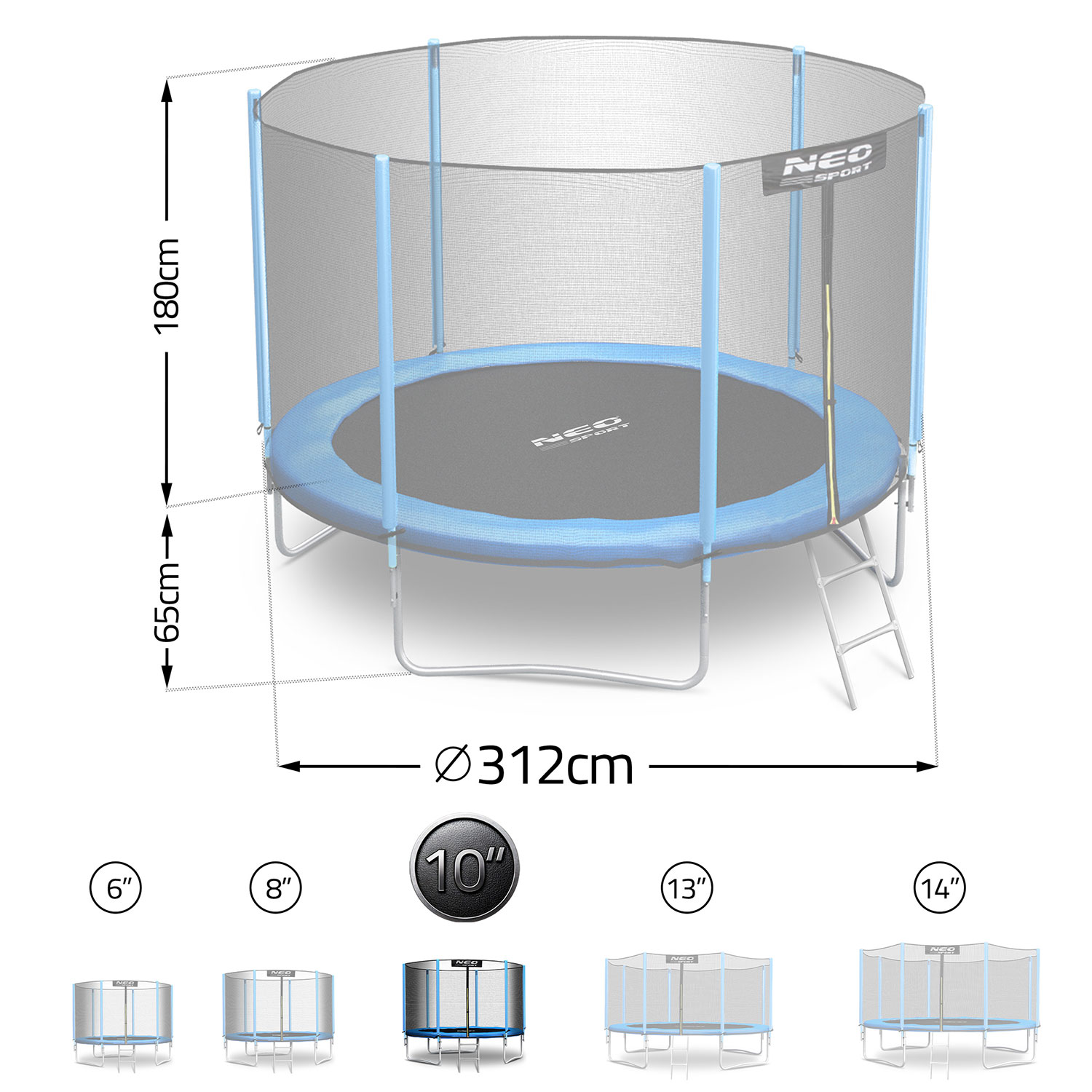 10 jala / 312 cm aiabatuut õuevõrgu ja redeliga Neo-Sport - Image 6