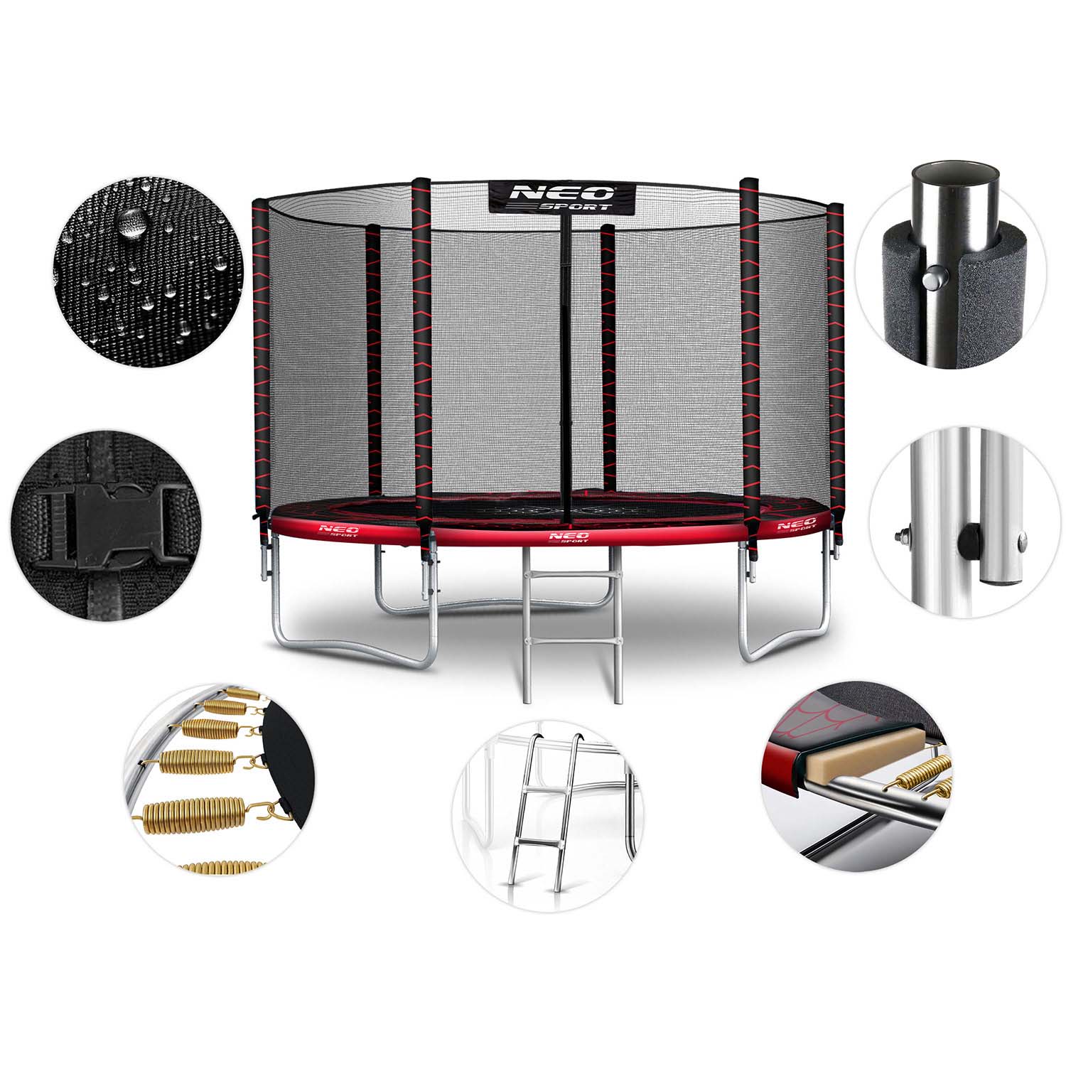 10 jala / 312 cm aiabatuut õuevõrgu ja redeliga Neo-Sport - Image 9