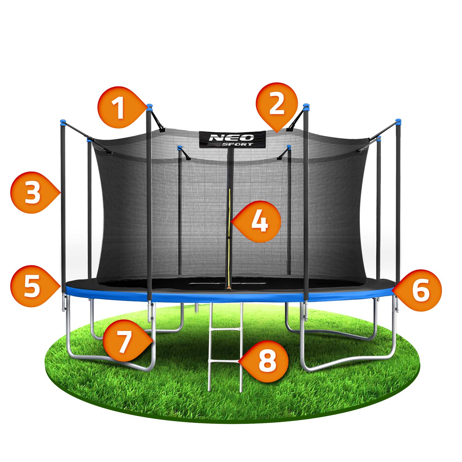 13 jala / 404 cm aiabauti sisevõrgu ja redeliga Neo-Sport - Image 12