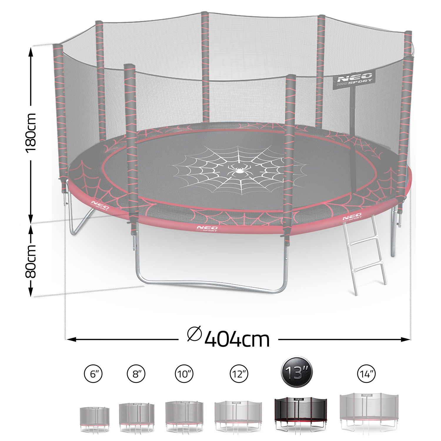 13 jala / 404 cm aiabauti õuevõrgu ja redeliga Neo-Sport - Image 10