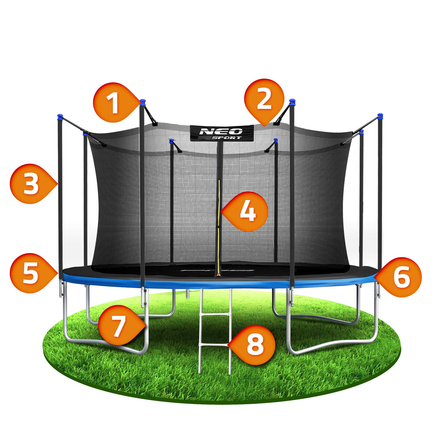 14ft/435cm aiabauti sisevõrgu ja redeliga Neo-Sport - Image 12