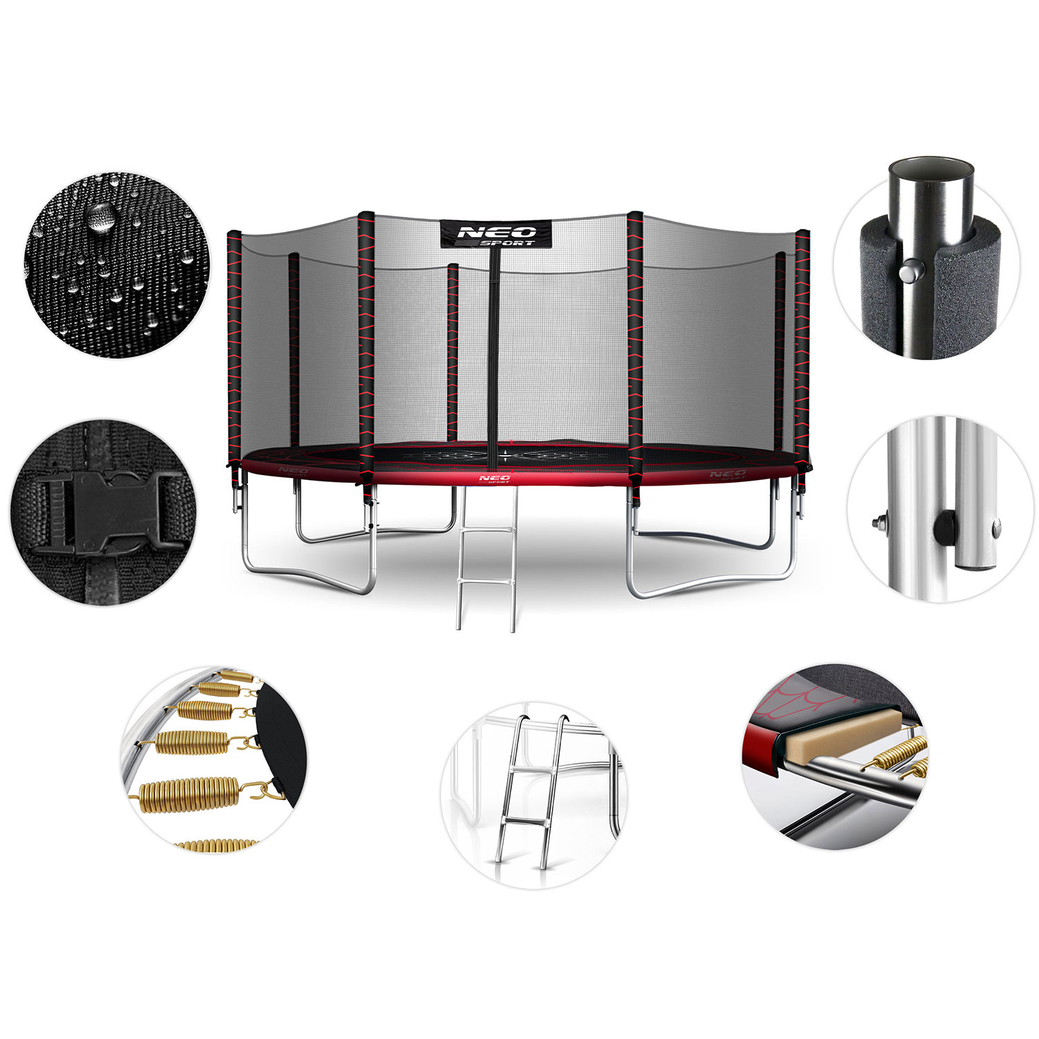 14ft/435cm aiabatuut õuevõrgu ja redeliga Neo-Sport - Image 5