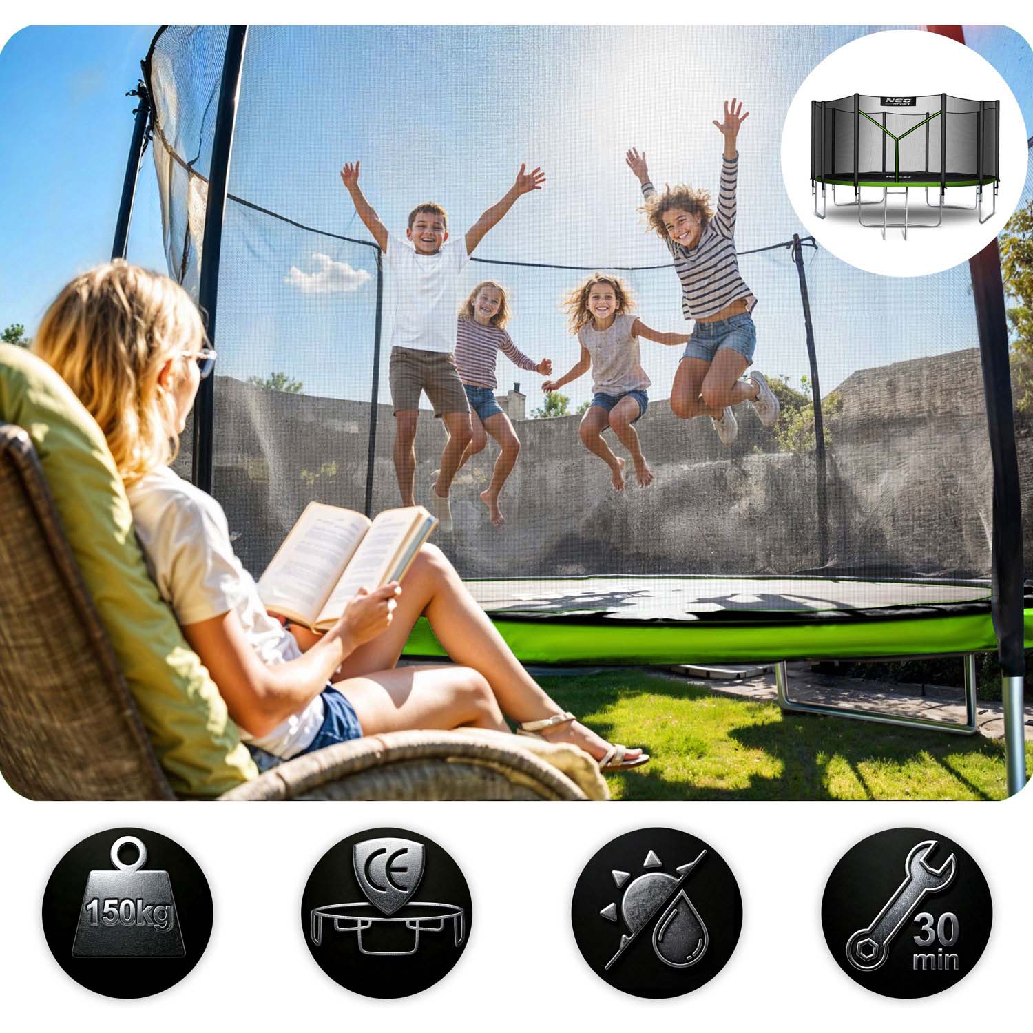 15 jala / 465 cm aiabauti õuevõrgu ja redeliga Neo-Sport - Image 8