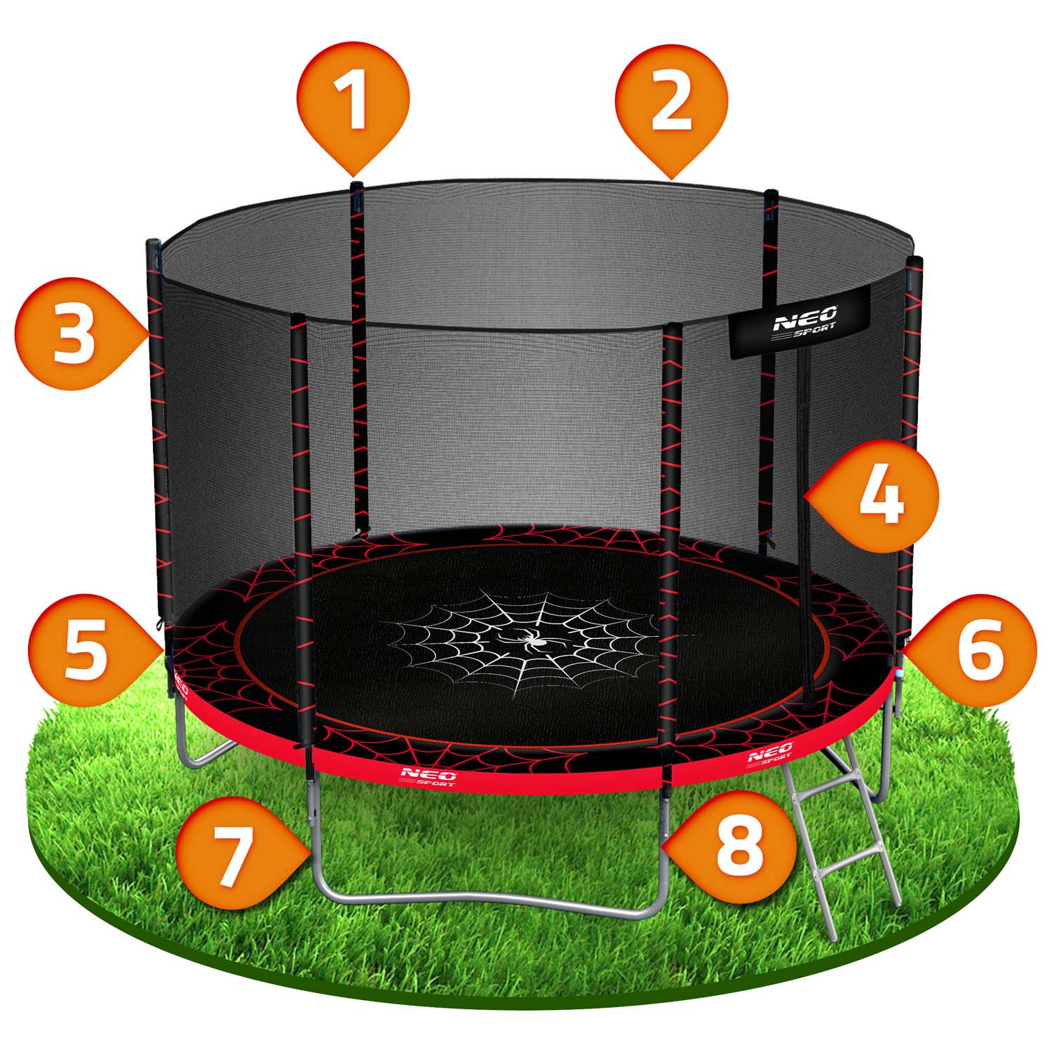 183 cm pikkune aiabauti õuevõrgu ja redeliga Neo-Sport - Image 9