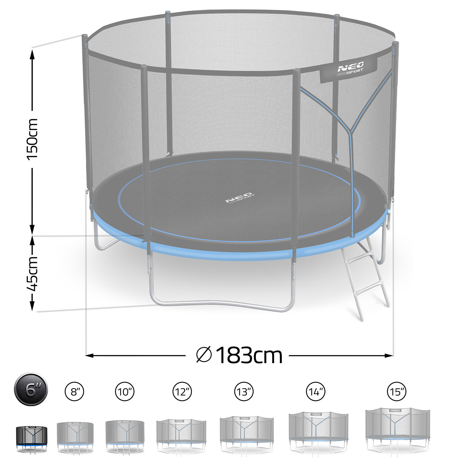 183 cm pikkune aiabauti õuevõrgu ja redeliga Neo-Sport - Image 11