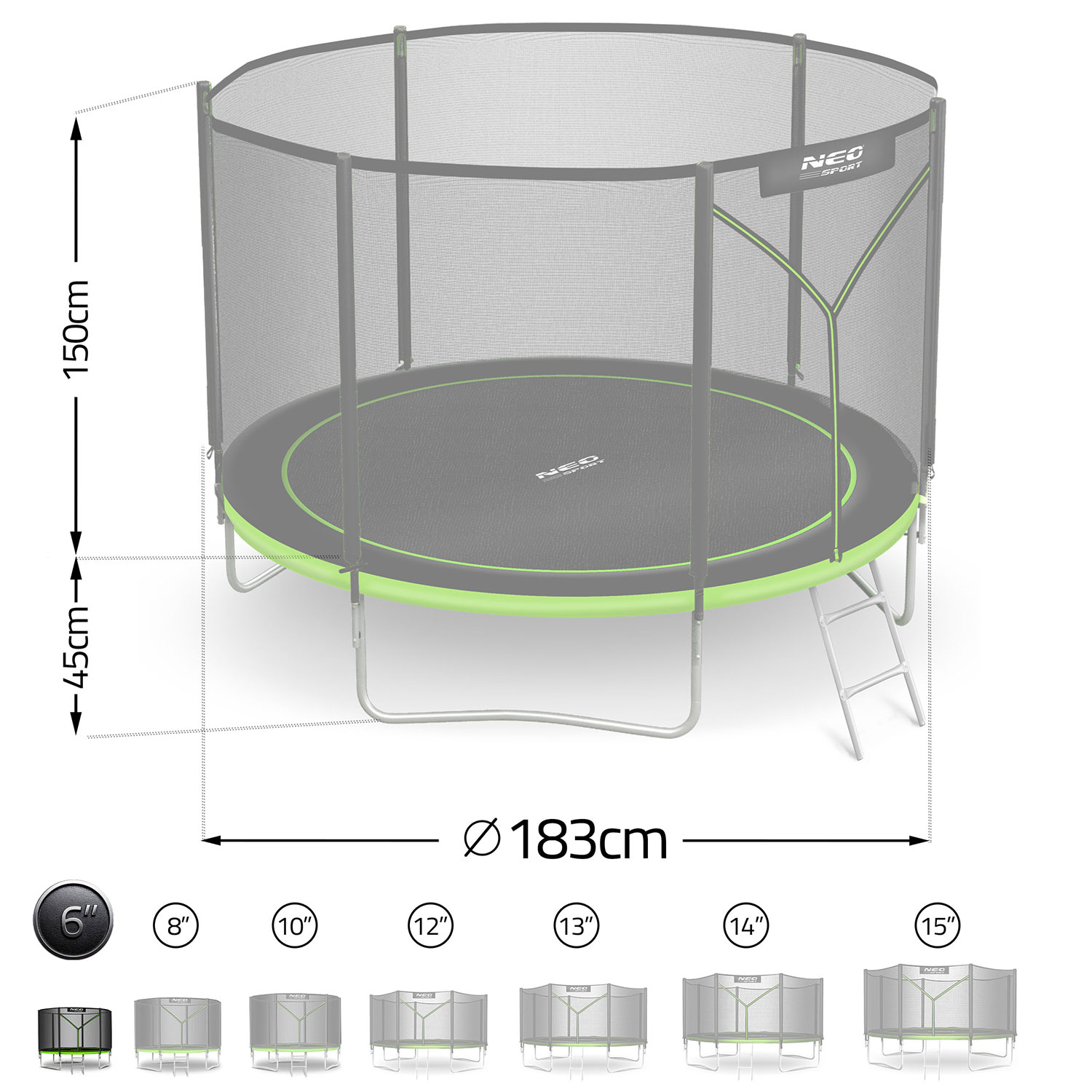 183 cm pikkune aiabauti õuevõrgu ja redeliga Neo-Sport - Image 11