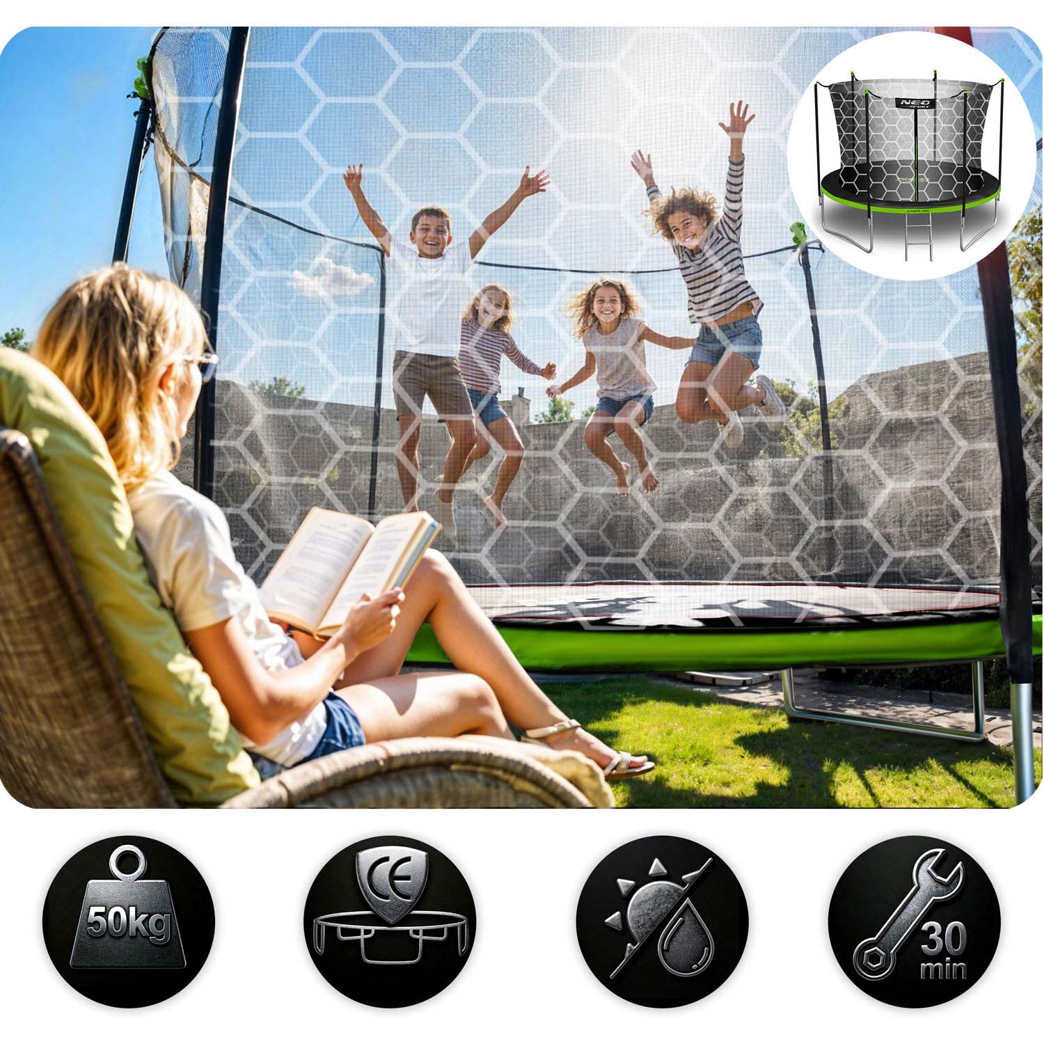 183 cm pikkune aiabauti sisevõrgu ja redeliga Neo-Sport - Image 5