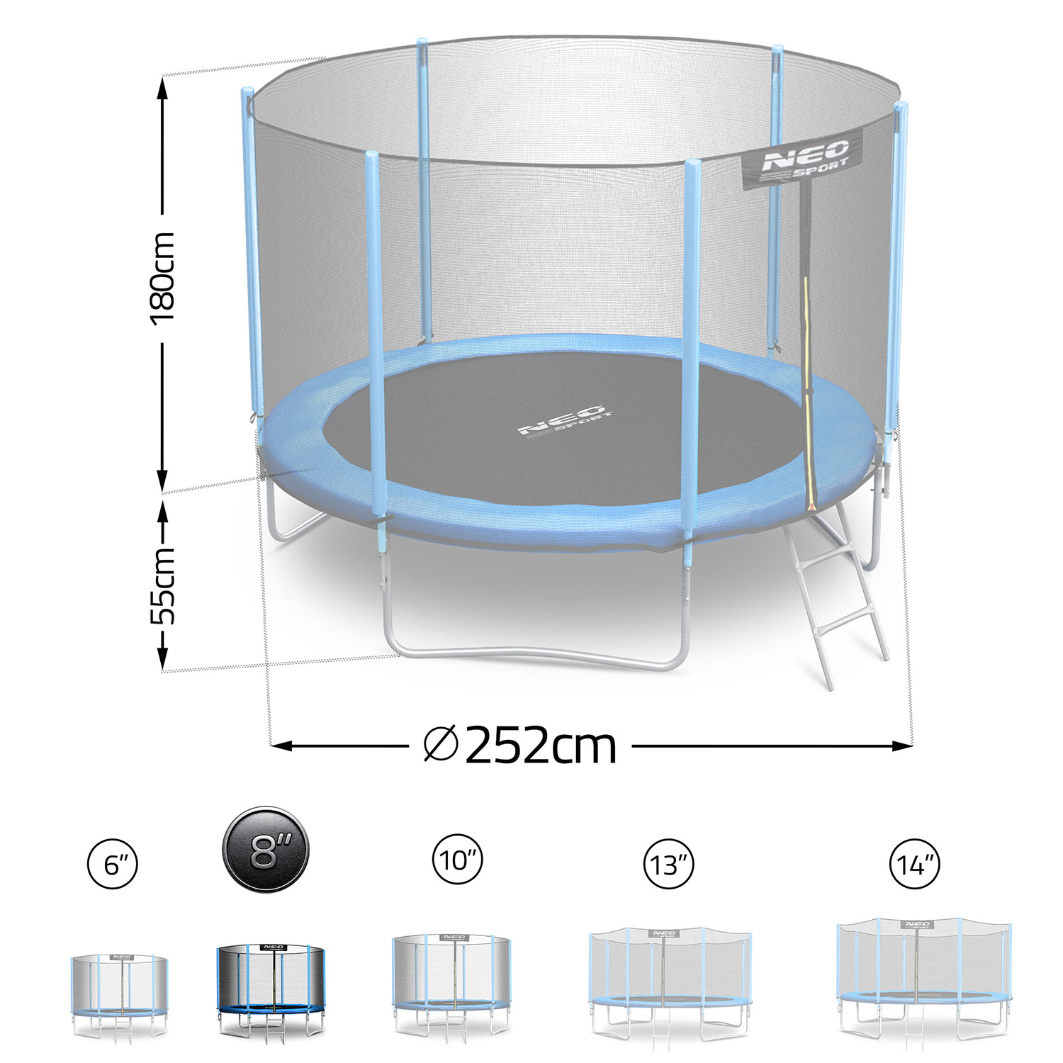 252 cm pikkune aiabauti õuevõrgu ja redeliga Neo-Sport - Image 6