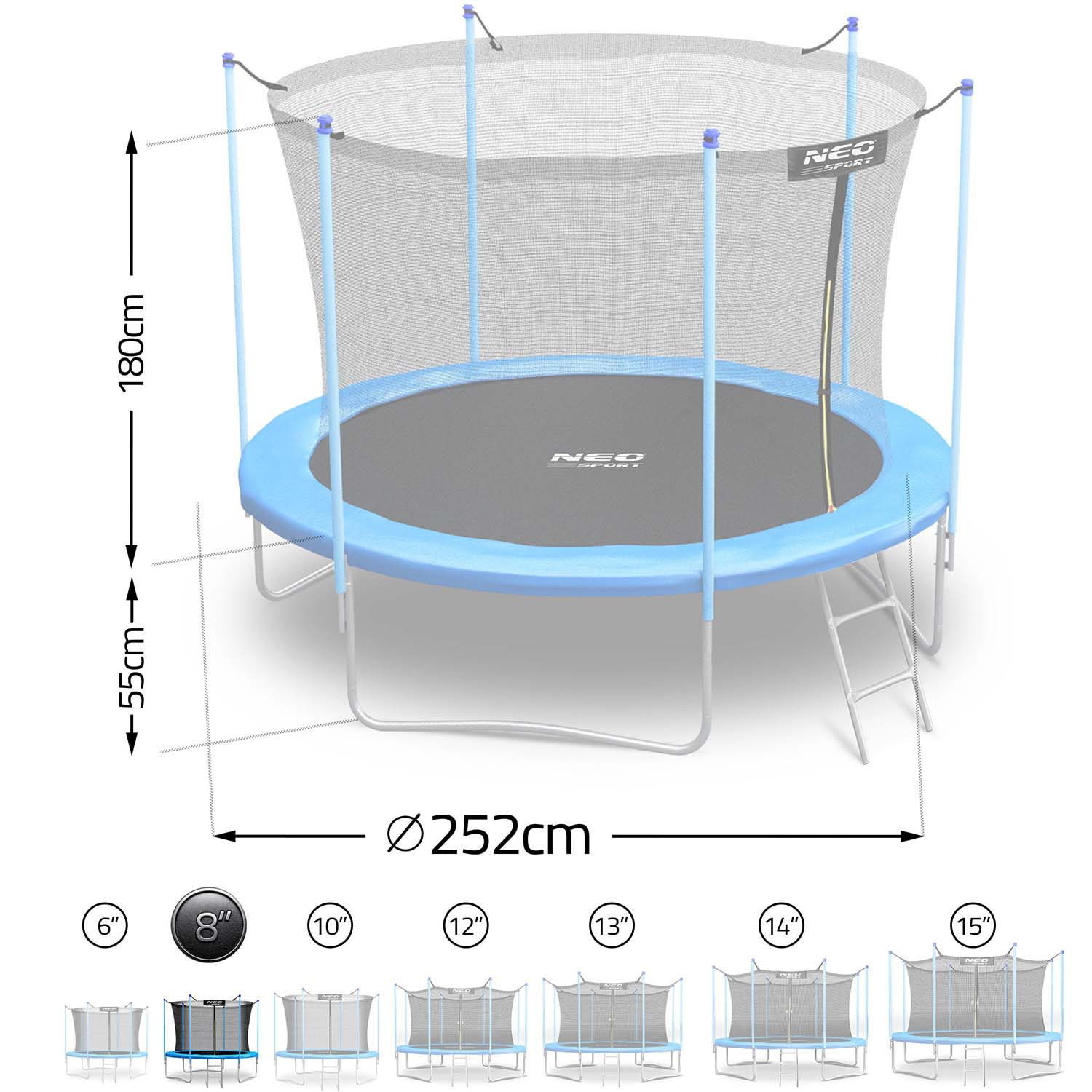 252 cm pikkune aiabauti sisevõrgu ja redeliga Neo-Sport - Image 6