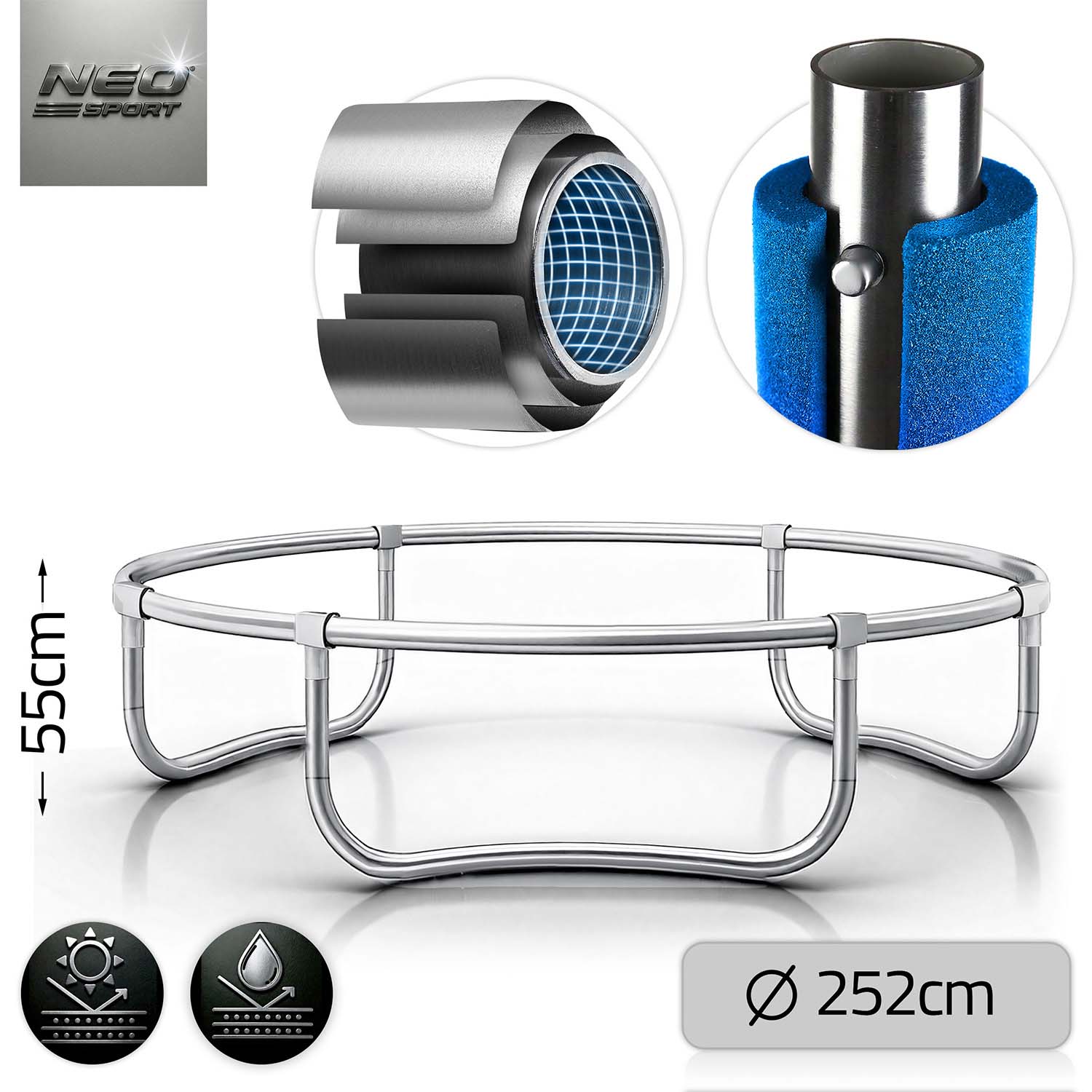 252 cm pikkune aiabauti sisevõrgu ja redeliga Neo-Sport - Image 4