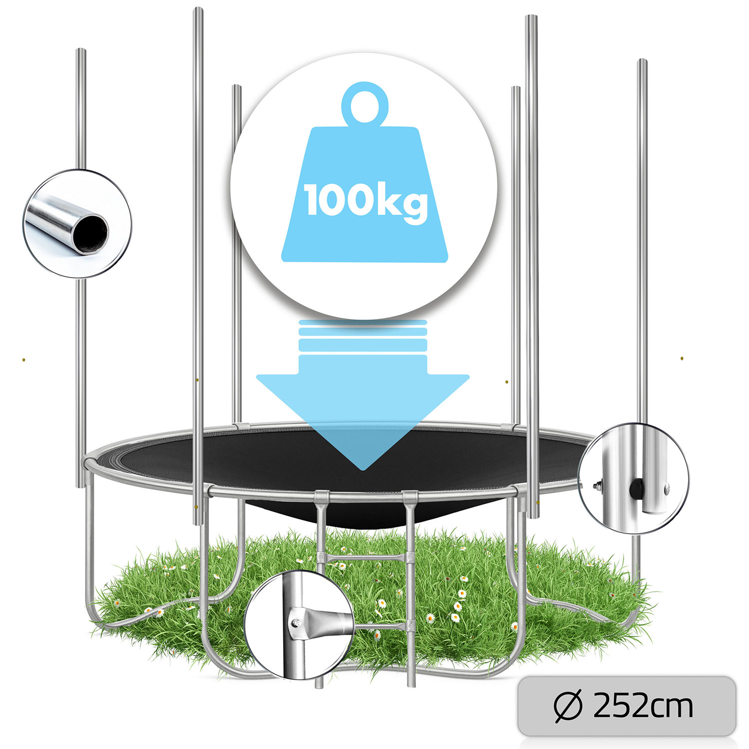 252 cm pikkune aiabauti õuevõrgu ja redeliga Neo-Sport - Image 6