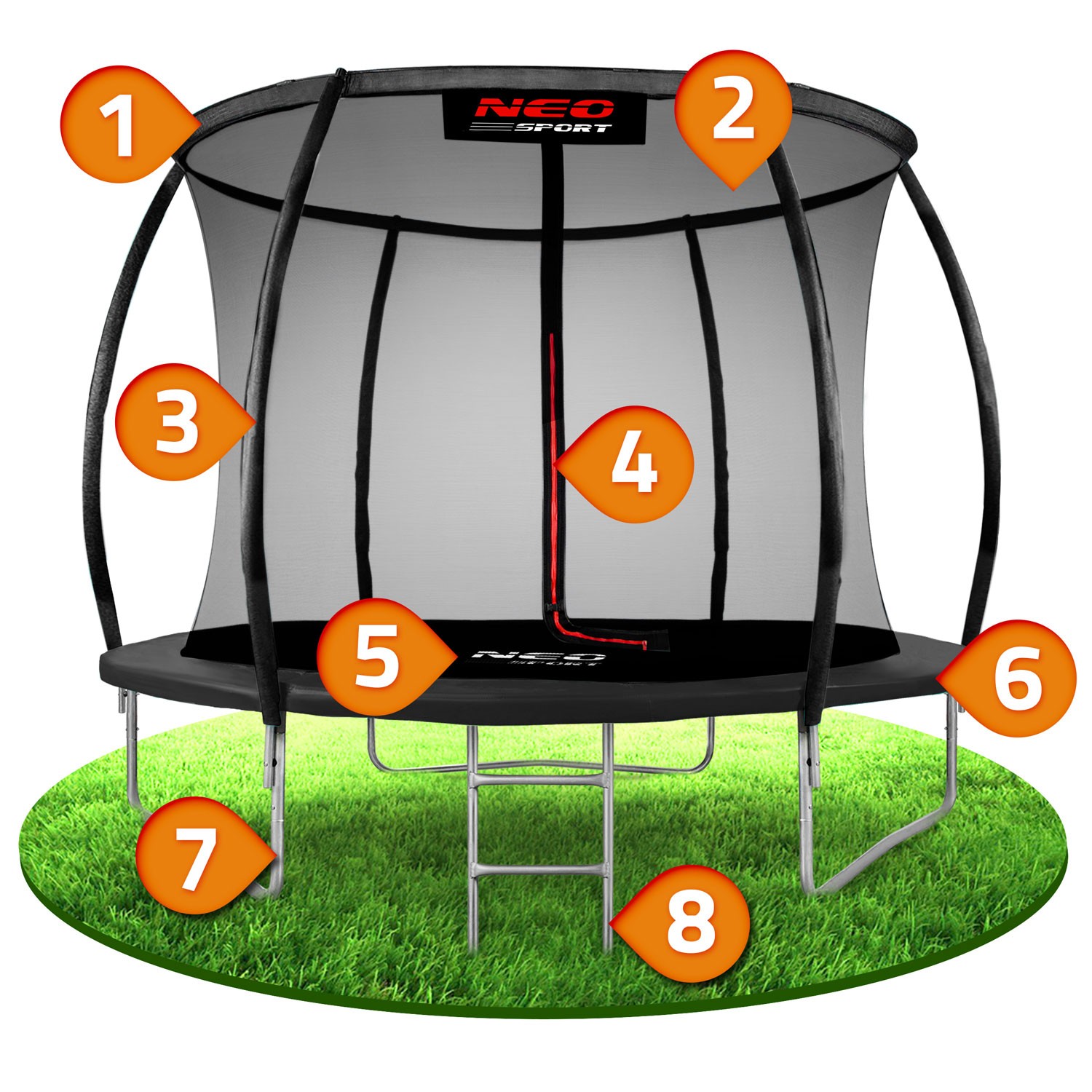252 cm pikkune profileeritud aiabatuut sisevõrguga Neo-Sport - Image 11