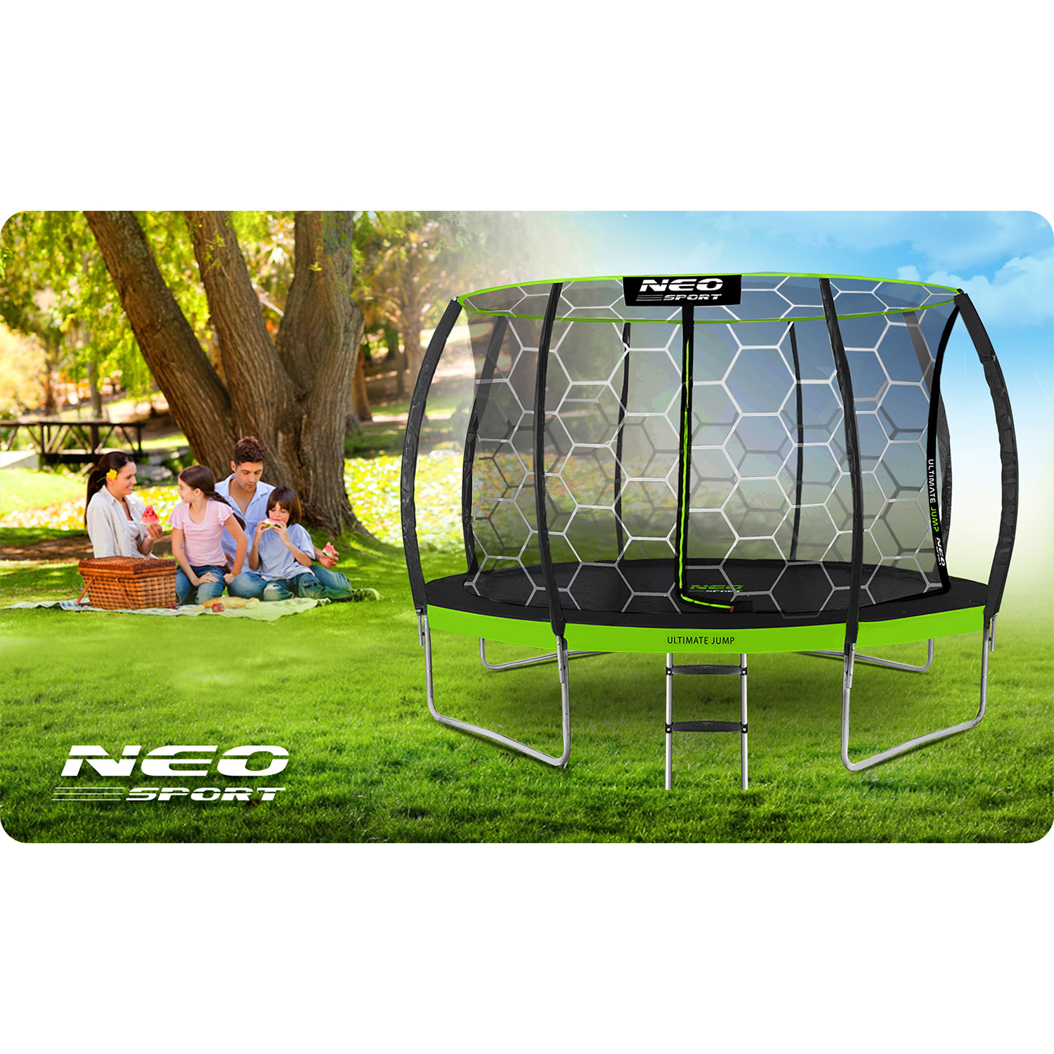 12 jala / 374 cm profileeritud aiabatuut sisevõrguga Neo-Sport - Image 13