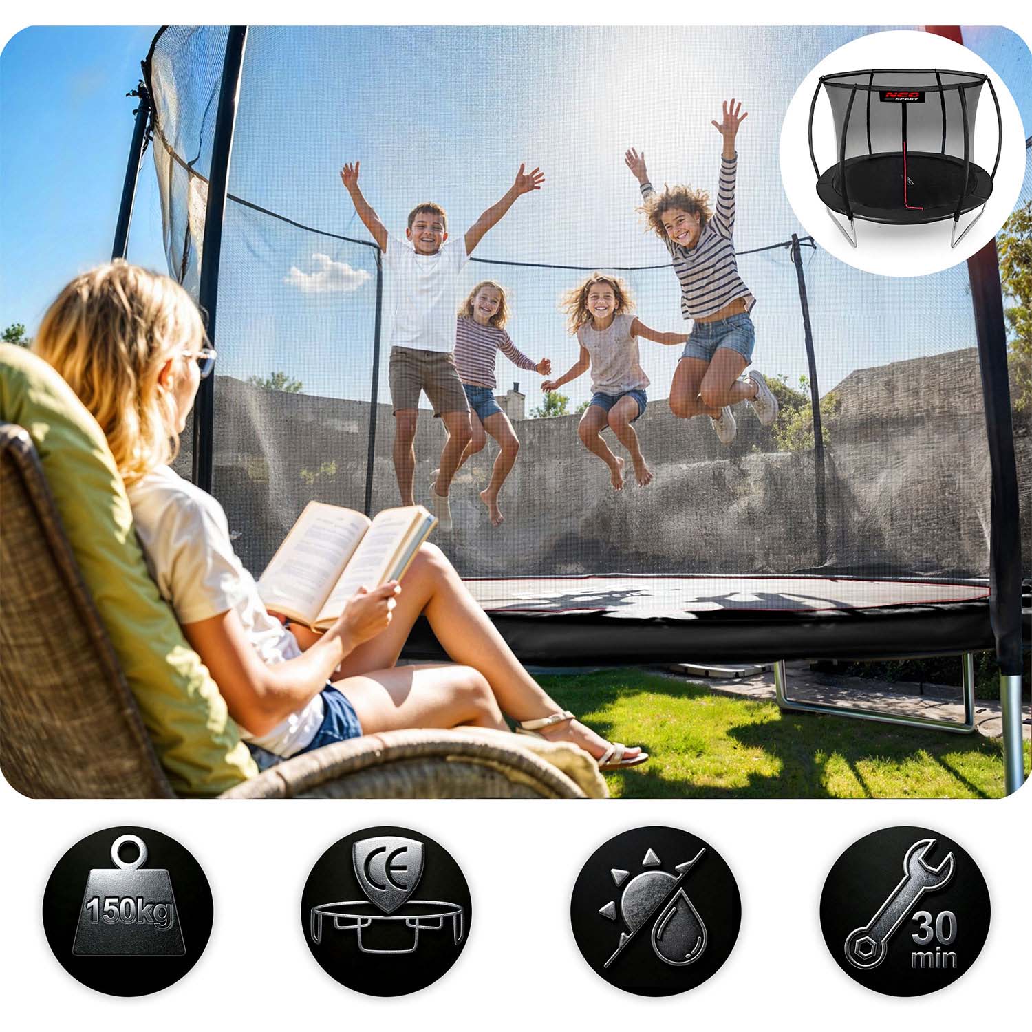 10ft/312cm profileeritud aiabatuut sisevõrguga Neo-Sport - Image 4