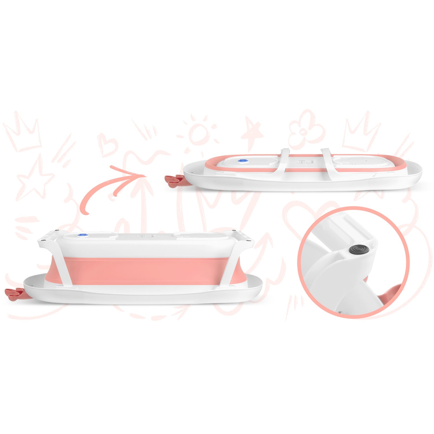 Beebivann padjaga RK-280 valge ja roosa - Image 3