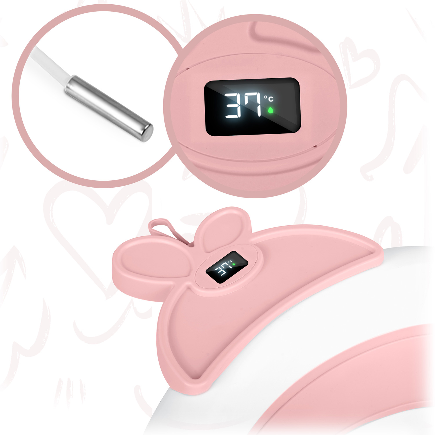 Beebivann termomeetriga RK-282 valge ja roosa - Image 3