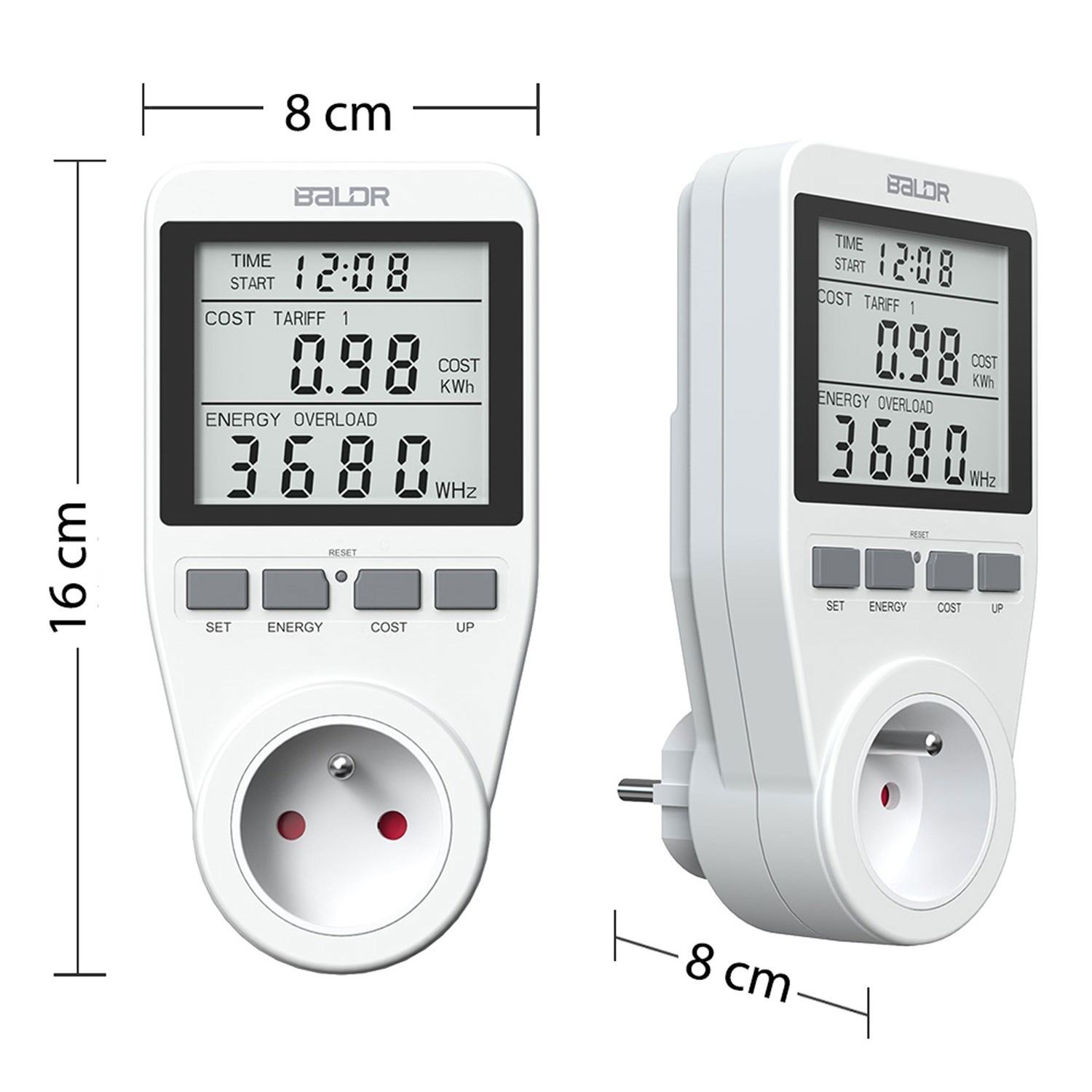 Baldr BD-990 ühefaasiline vattmeeter valge - Image 5