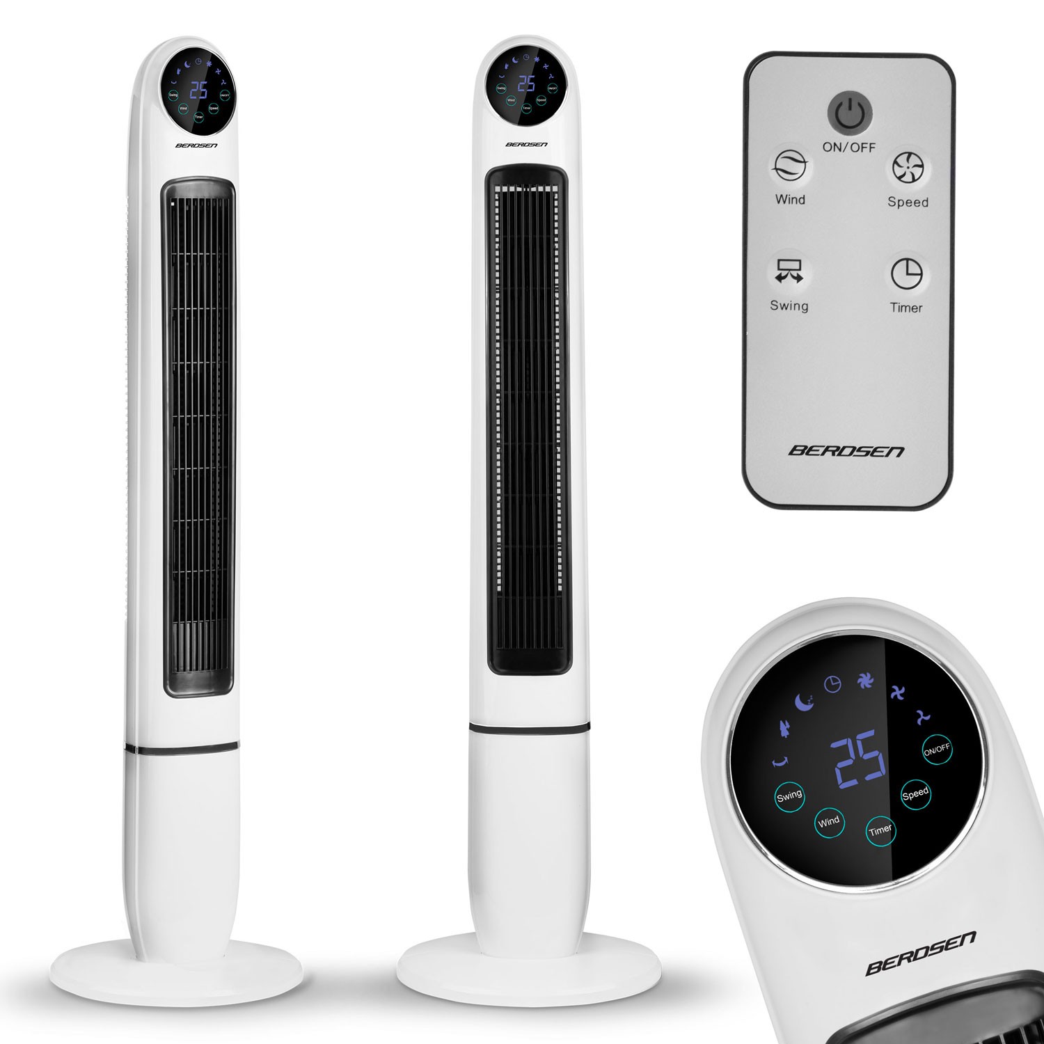 Berdsen 355200 valge kolonniventilaator