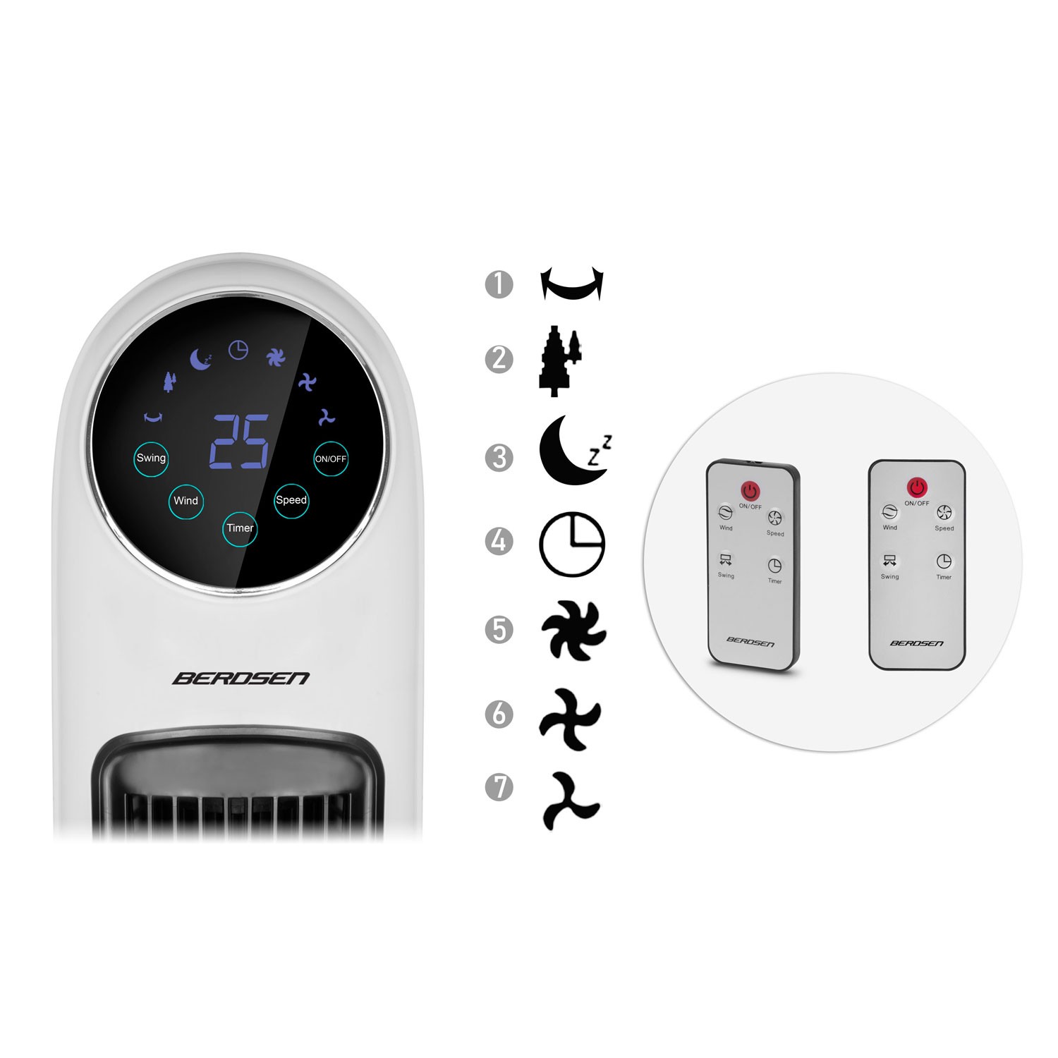 Berdsen 355200 valge kolonniventilaator - Image 9