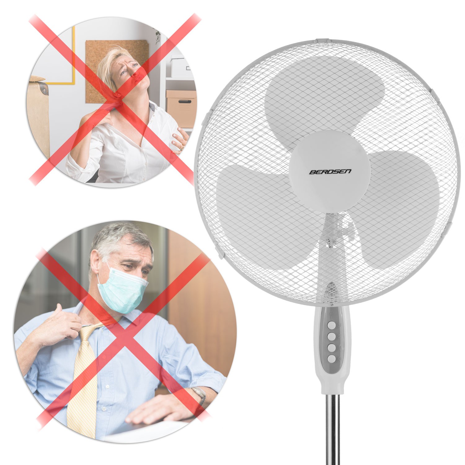 Berdsen 355000 põrandaventilaator valge ja hall - Image 8