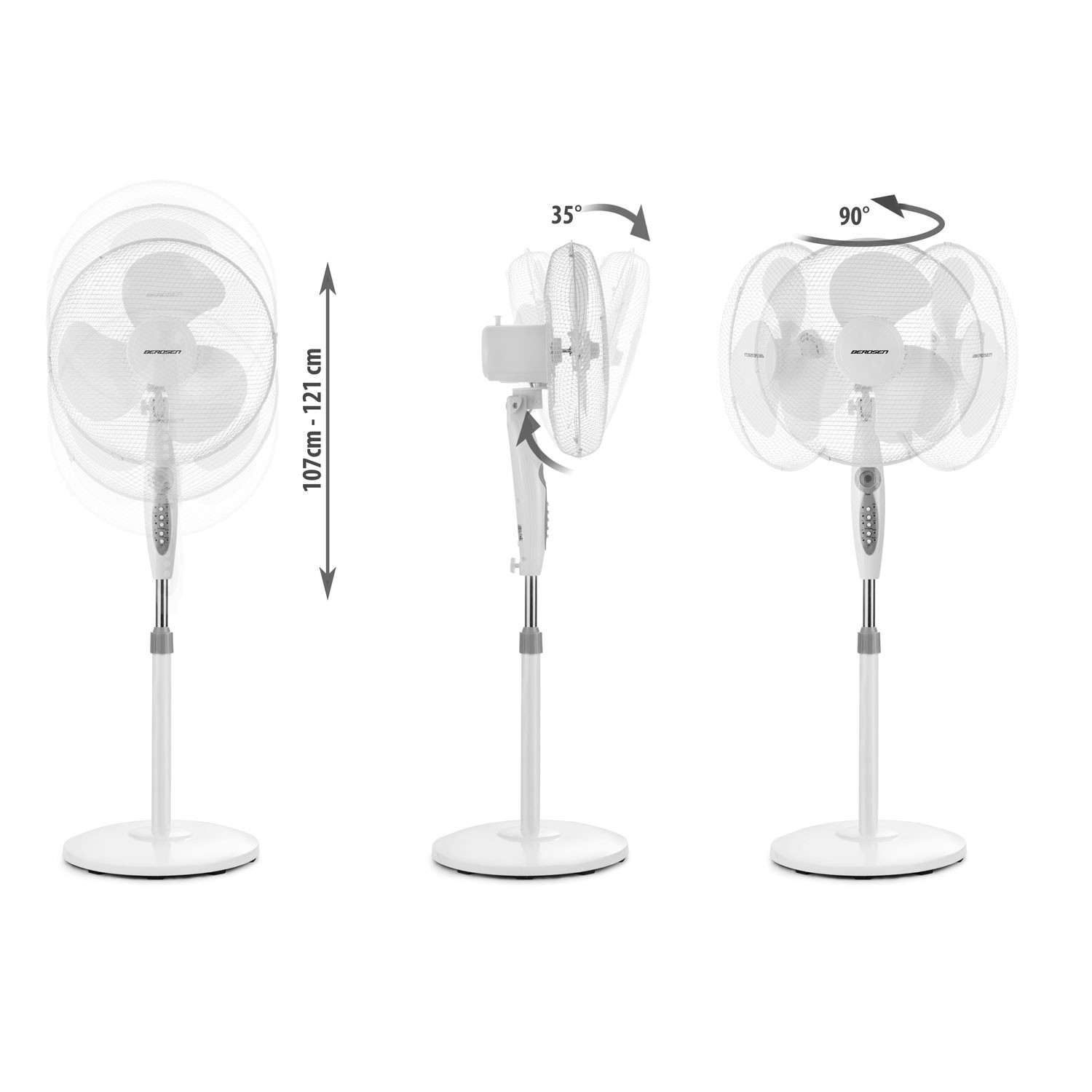 Berdsen 355100 põrandaventilaator valge ja hall - Image 4