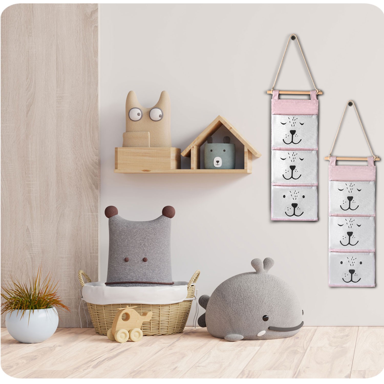 Nukido rippuv mänguasjade korraldaja - roosa - Image 5