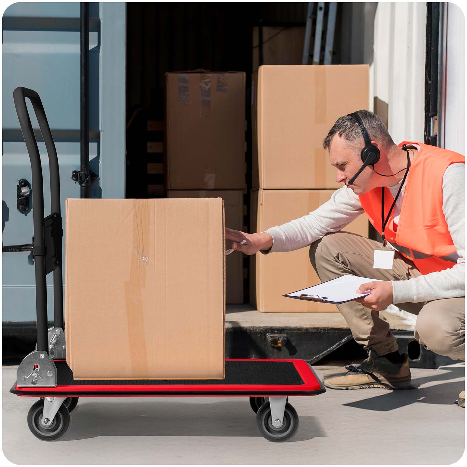 HM-505 must ja punane platvormtranspordikäru - Image 12