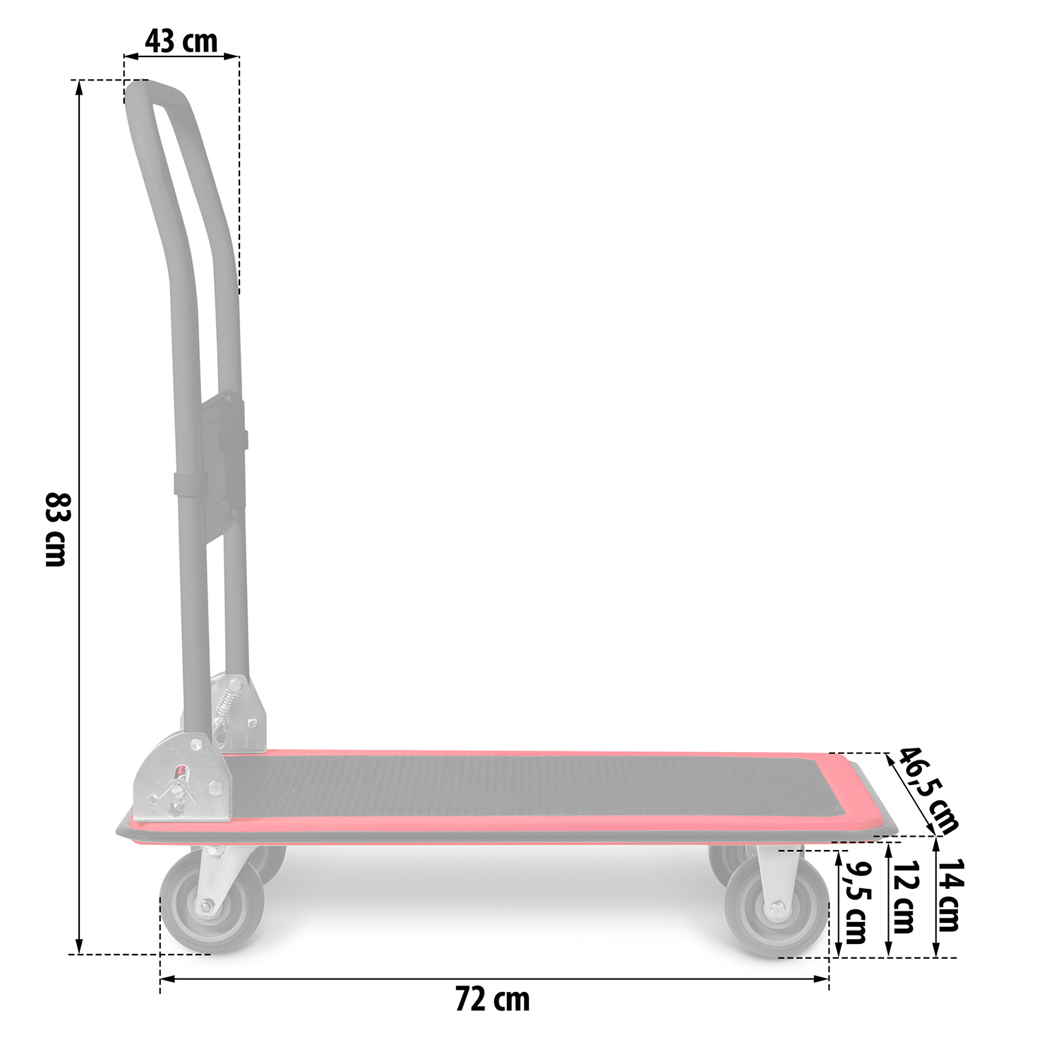 HM-505 must ja punane platvormtranspordikäru - Image 5